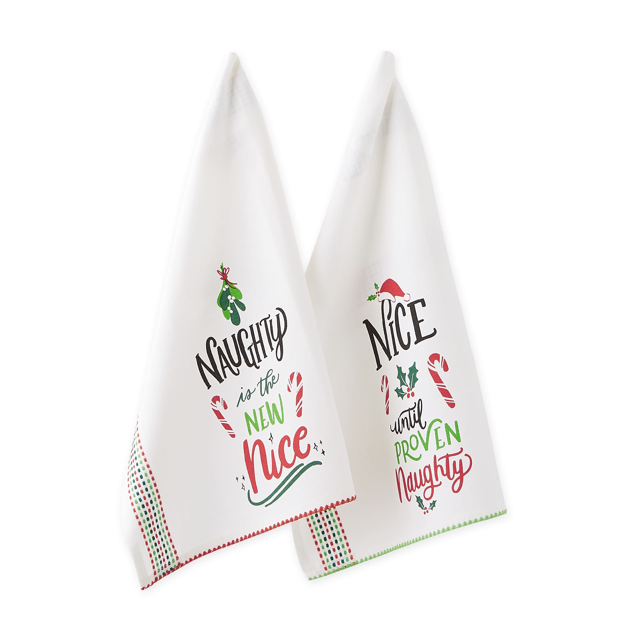 DII Assorted Naughty Nice Holiday Printed Dishtowel (Set of 2)