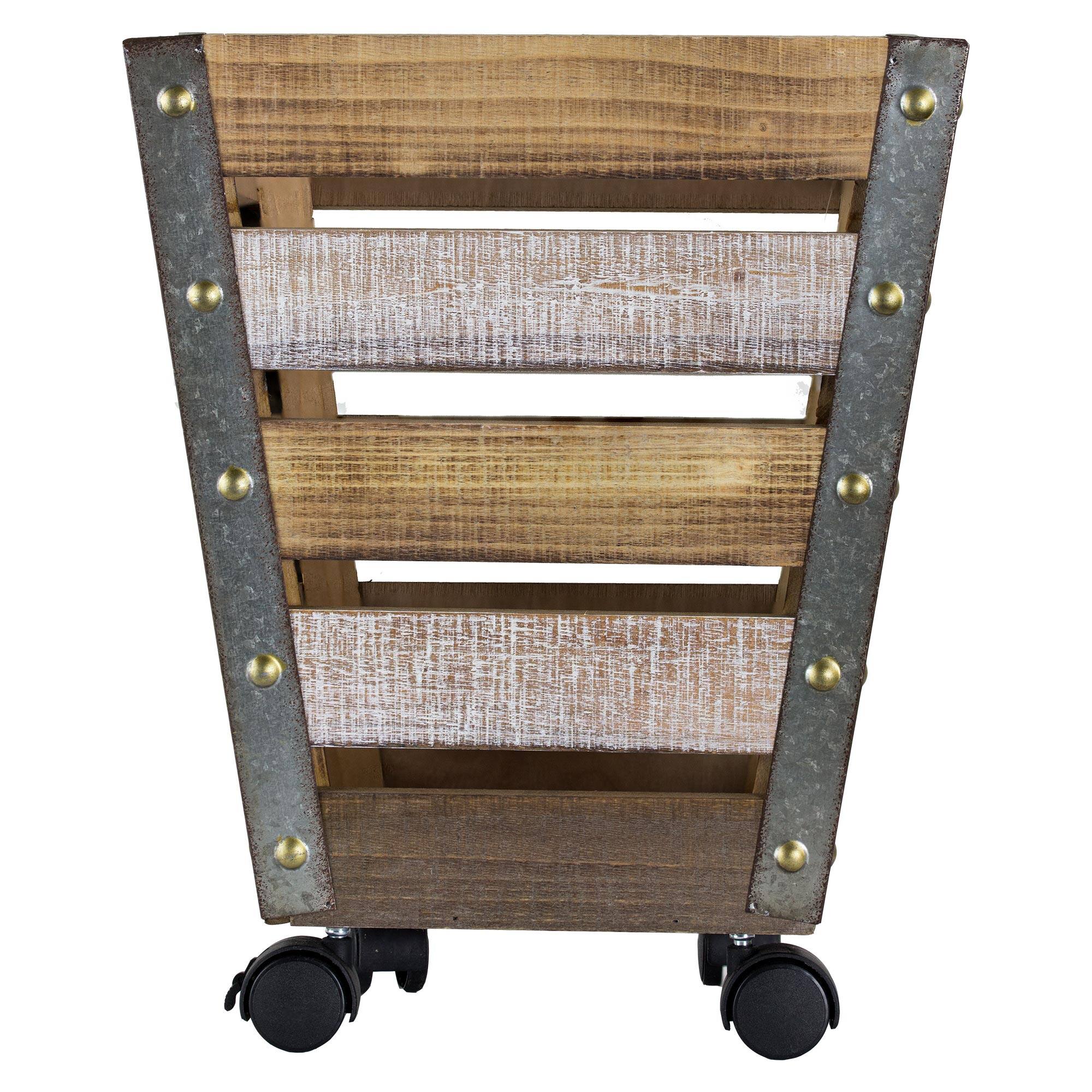 18&#x22; Wood &#x26; Metal Storage Crate with Wheels