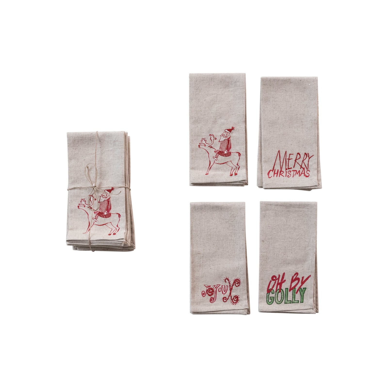Hello Honey® 18" White & Red Christmas Cotton Napkin Set