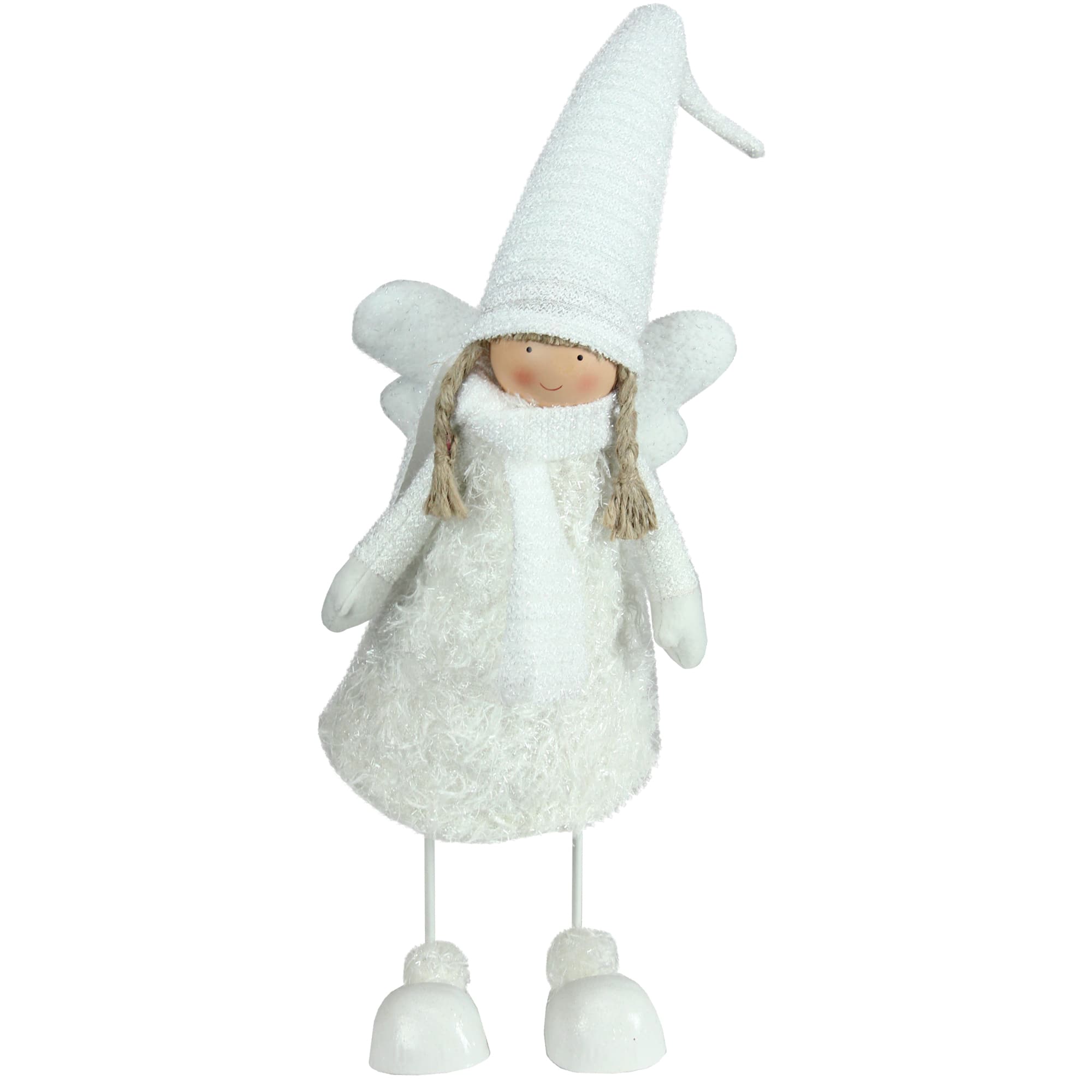 27&#x22; White Bobble Girl Angel Christmas Tabletop Figurine