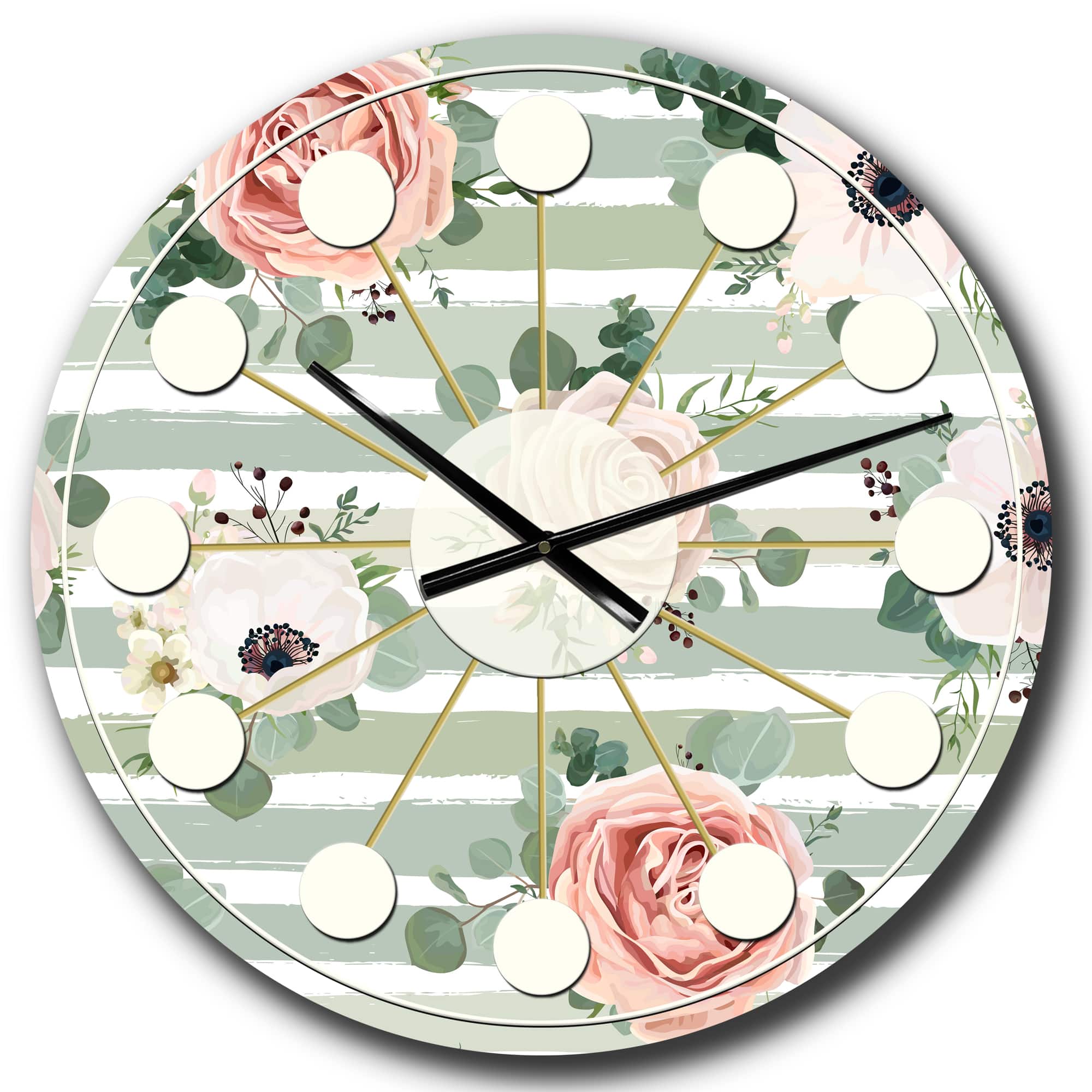 Designart &#x27;Floral Retro Pattern Ii Mid-Century Modern Wall Clock