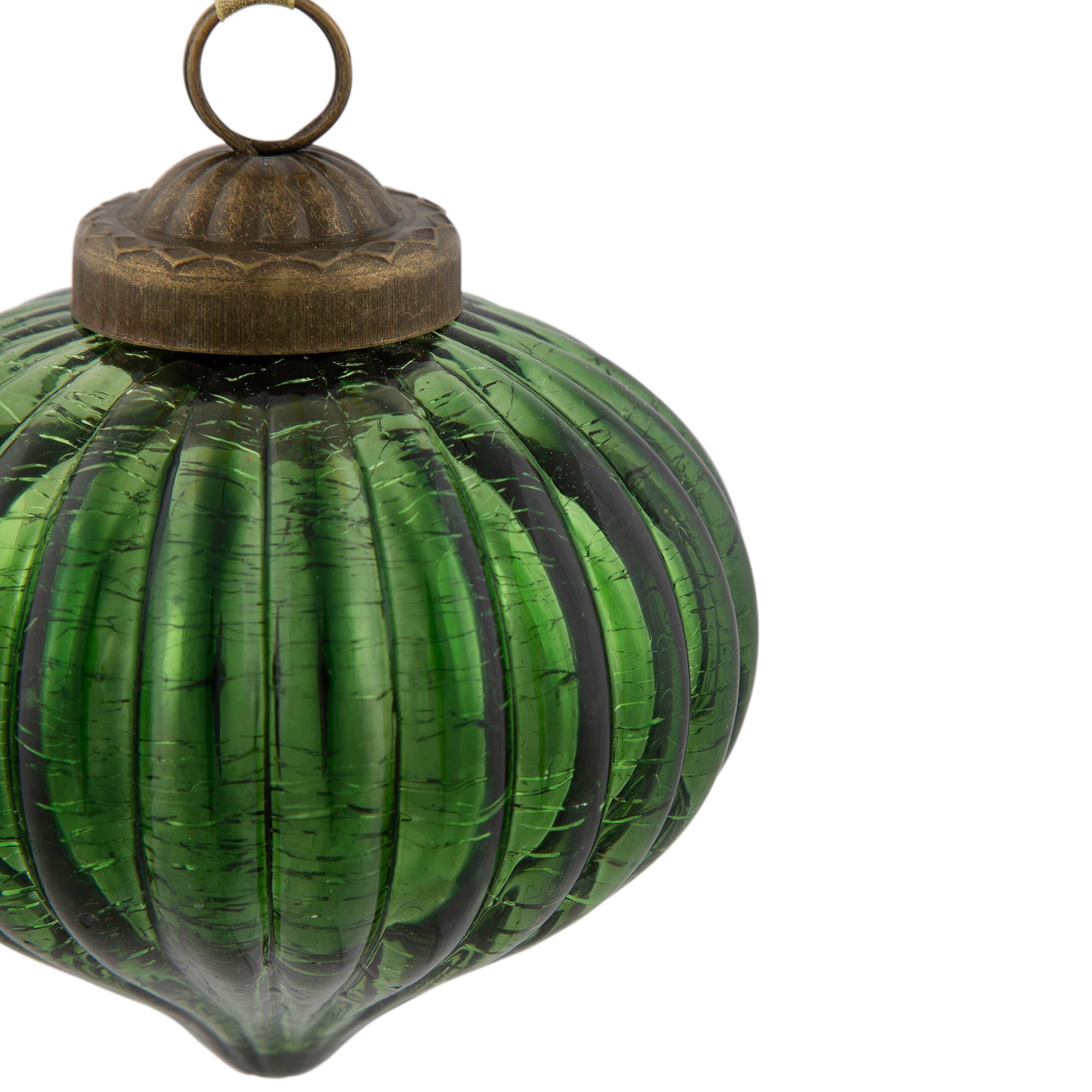 3" Green Crackle Glass Onion Christmas Ornament