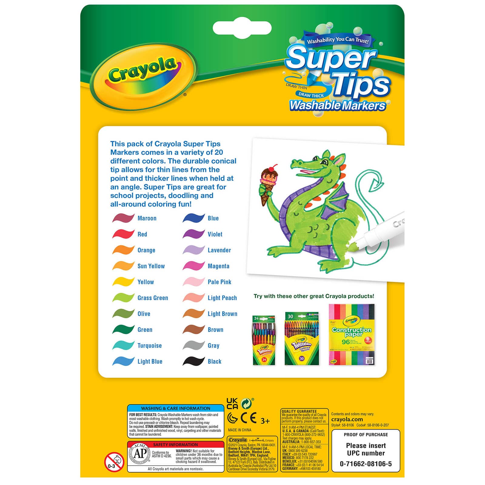 Crayola® Washable Super Tips Markers, 6 Packs of 20