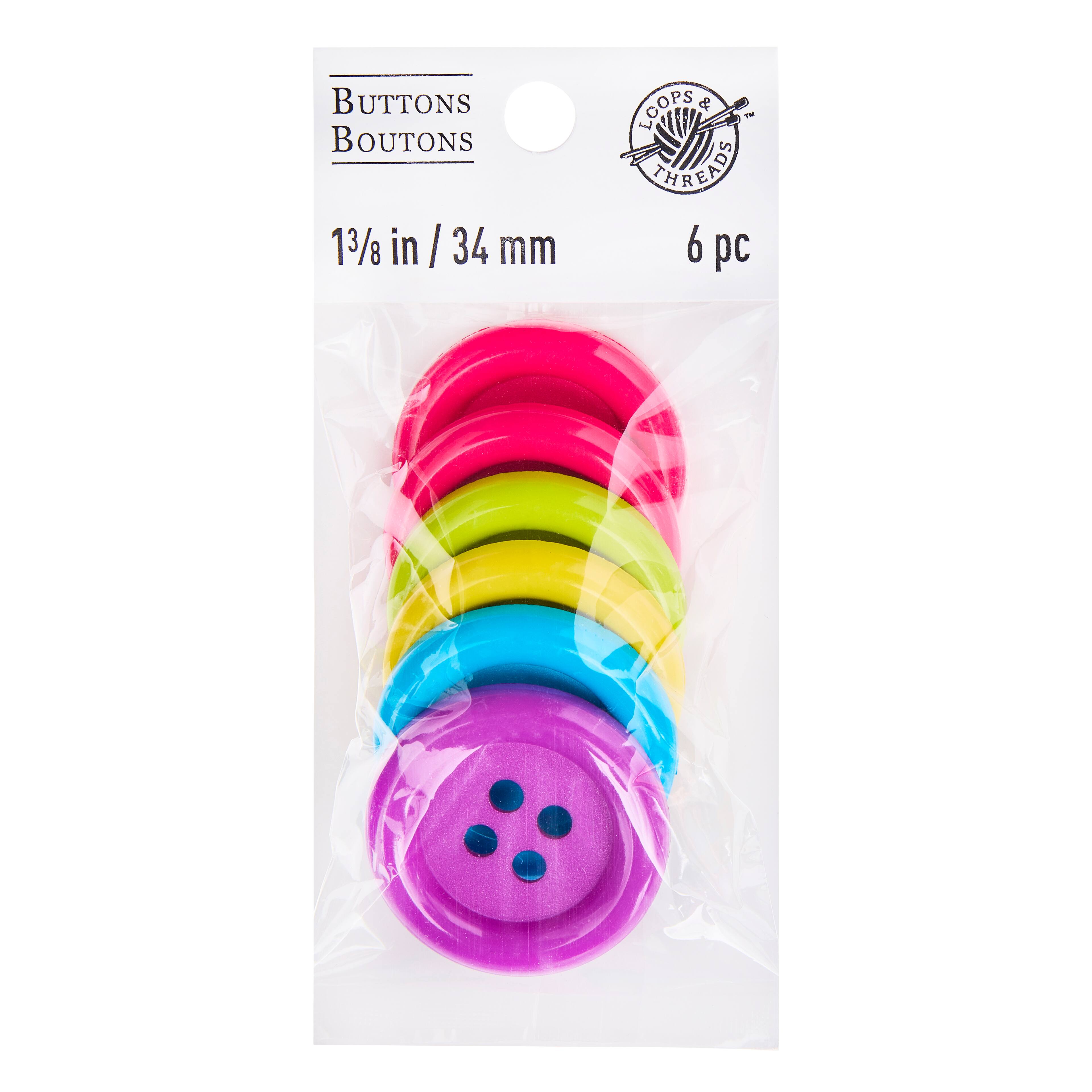 12 Packs: 6 ct. (72 total) 1.375&#x22; Fun Round Buttons by Loops &#x26; Threads&#xAE;