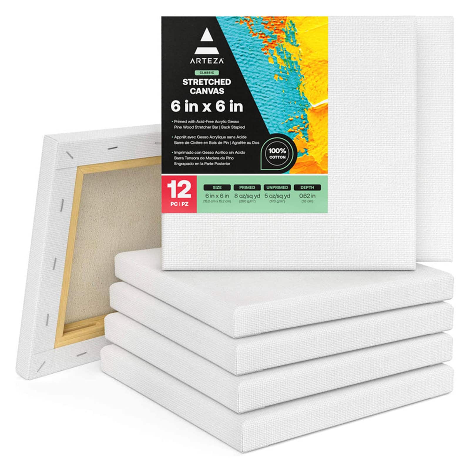 Arteza® 6" x 6" White Stretched Canvases, 12ct.