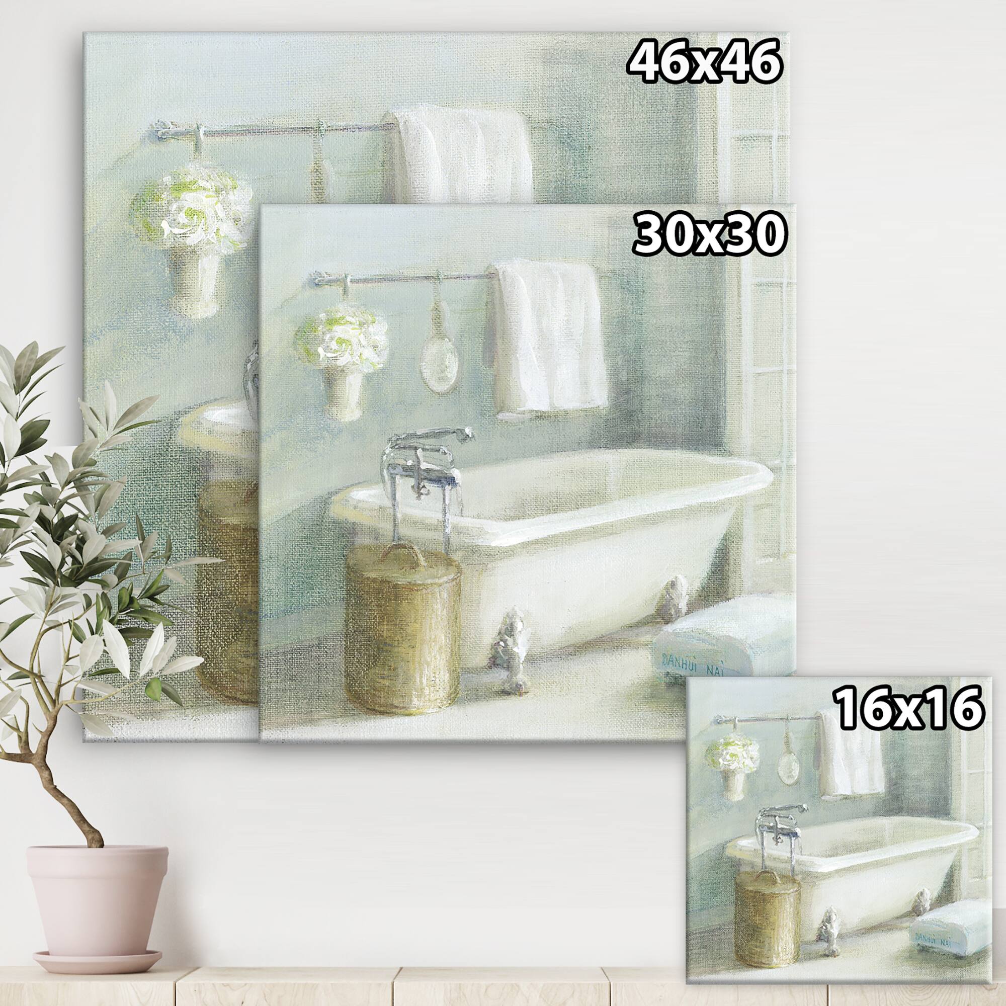 Designart - Pastel Bath I - Bathroom Premium Canvas Wall Art