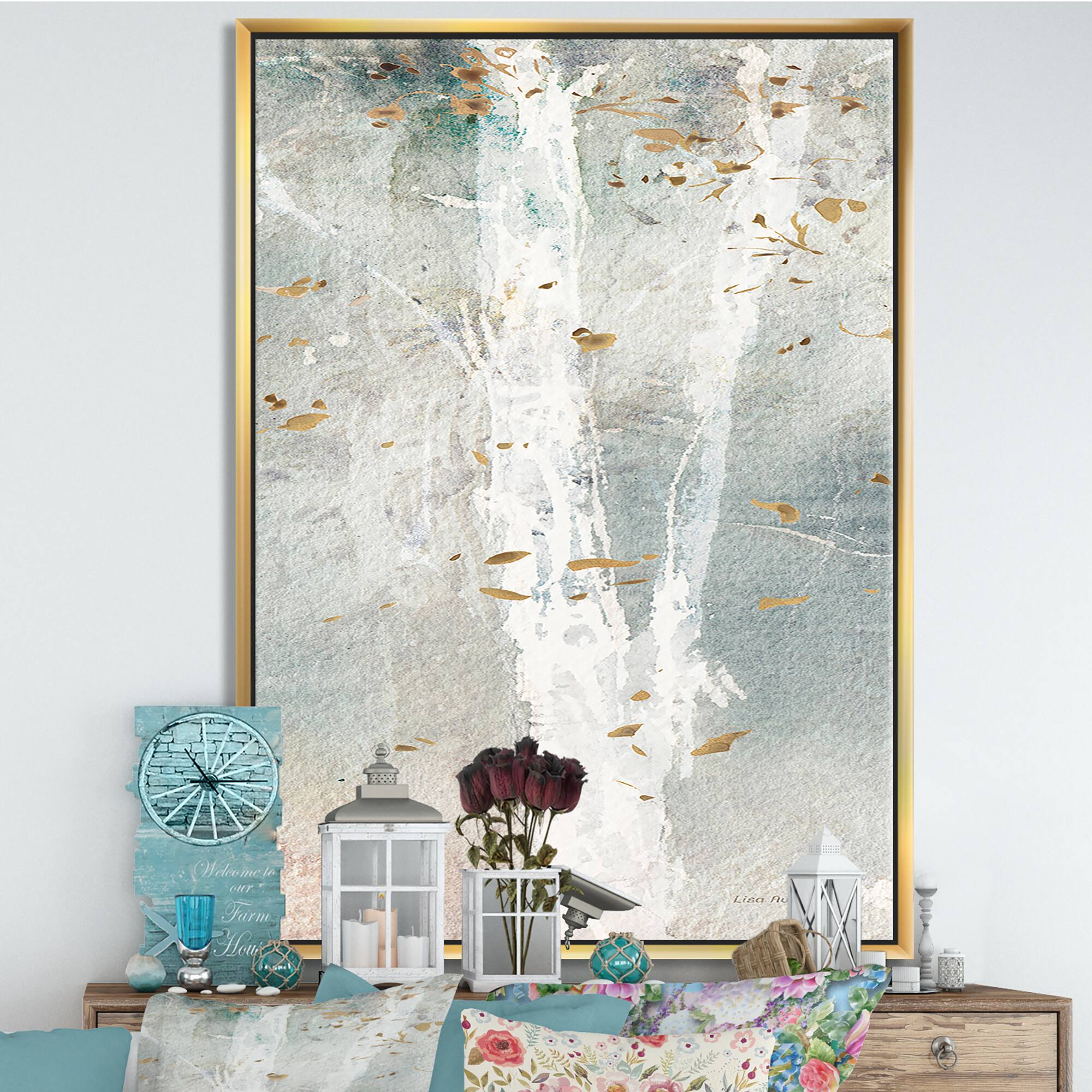 Designart - A Woodland Walk into the Forest IV - Modern Farmhouse Canvas in Gold Frame