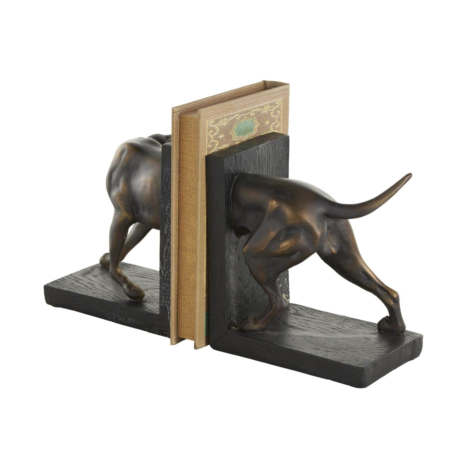 7&#x22; Black Greyhound Decorative Bookend Set