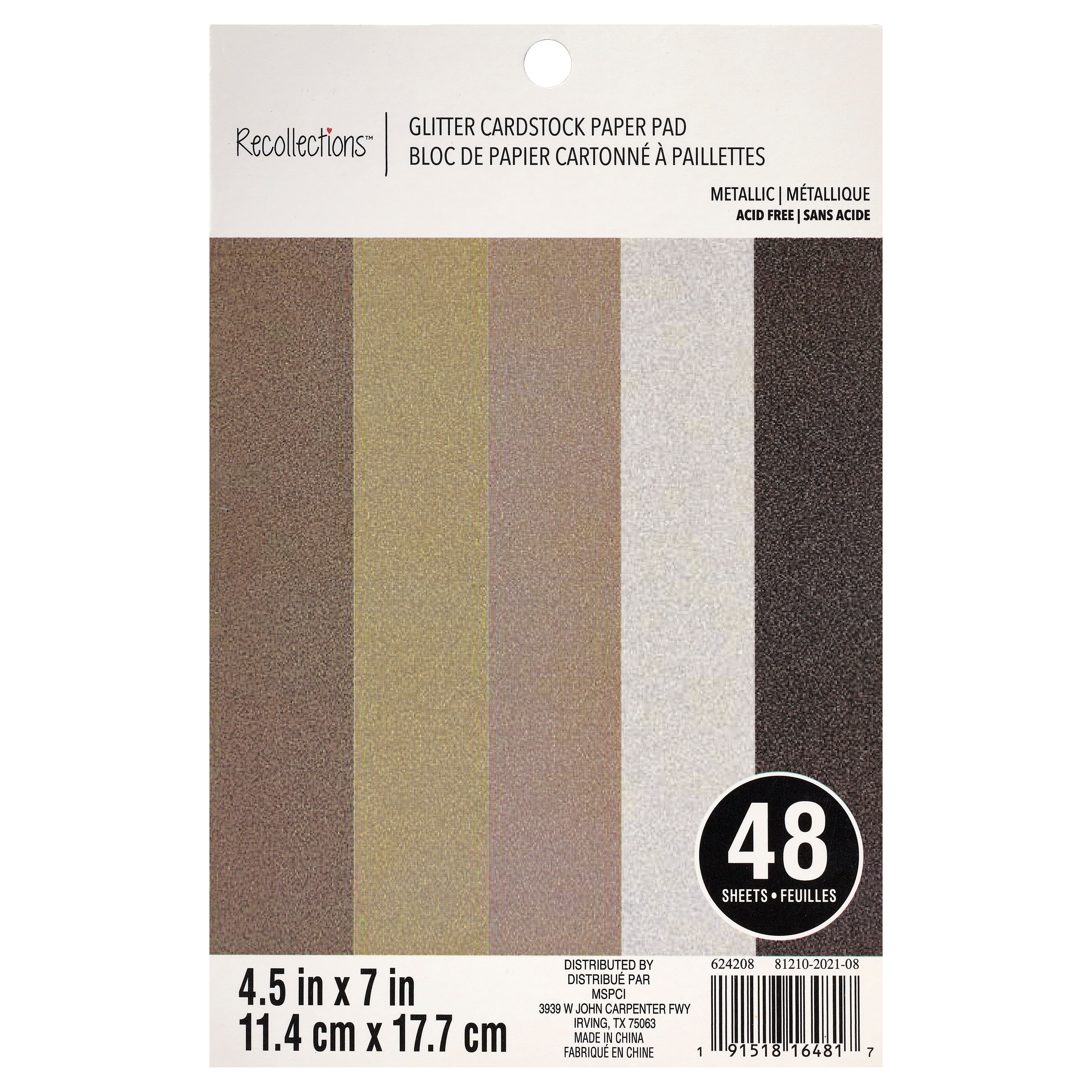 6 Packs: 48 ct. (288 total) Metallic Glitter Cardstock Paper Pad by Recollections™, 4.5" x 7"