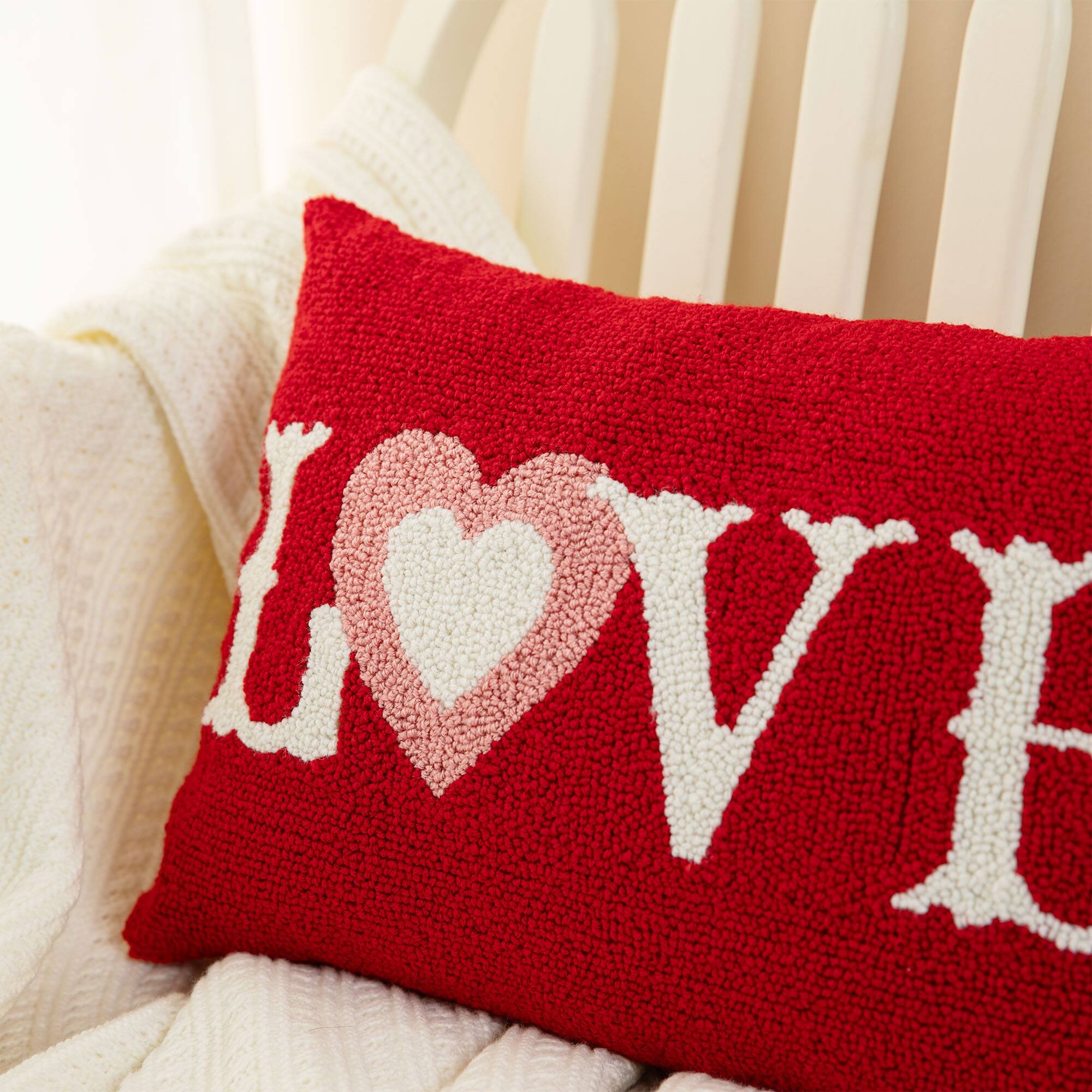 Glitzhome® 18" Valentine's Hooked Love Pillow