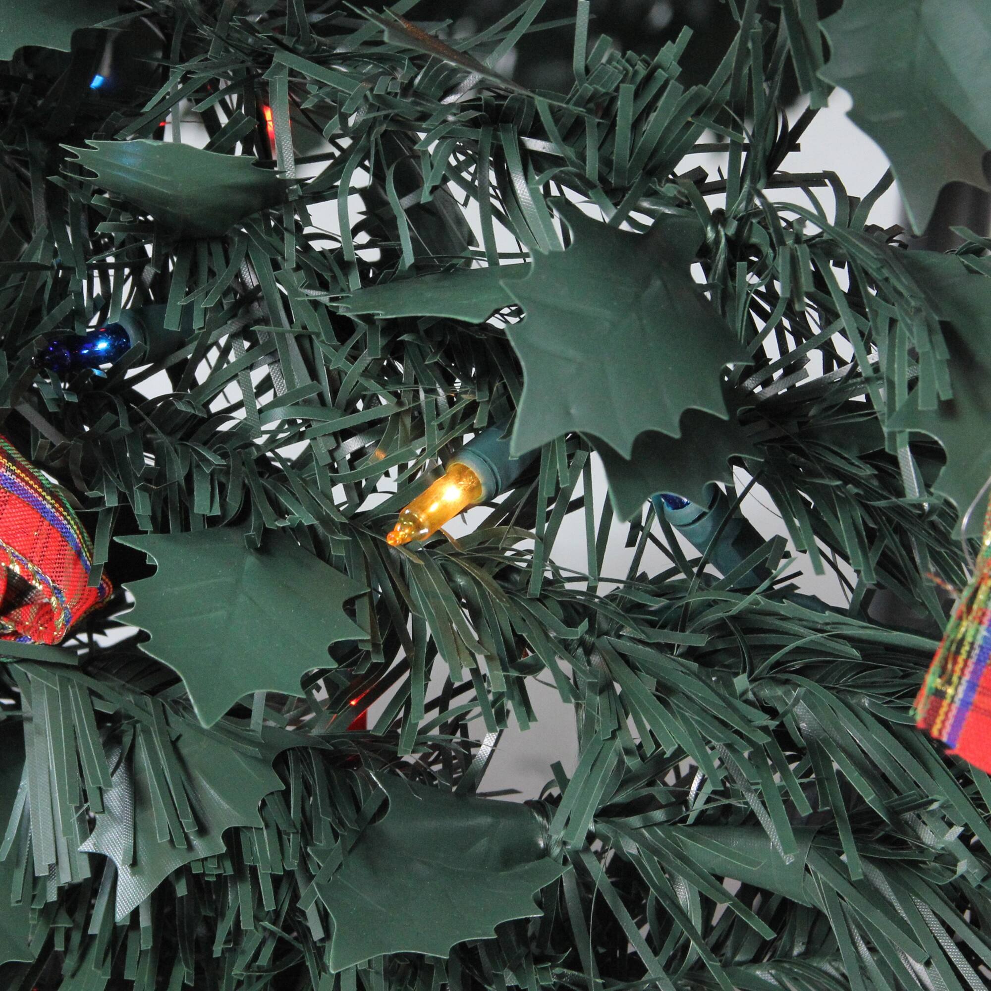 6ft. Pre-Lit Red Plaid Pre-Decorated Pop-Up Artificial Christmas Tree, Multicolor Lights