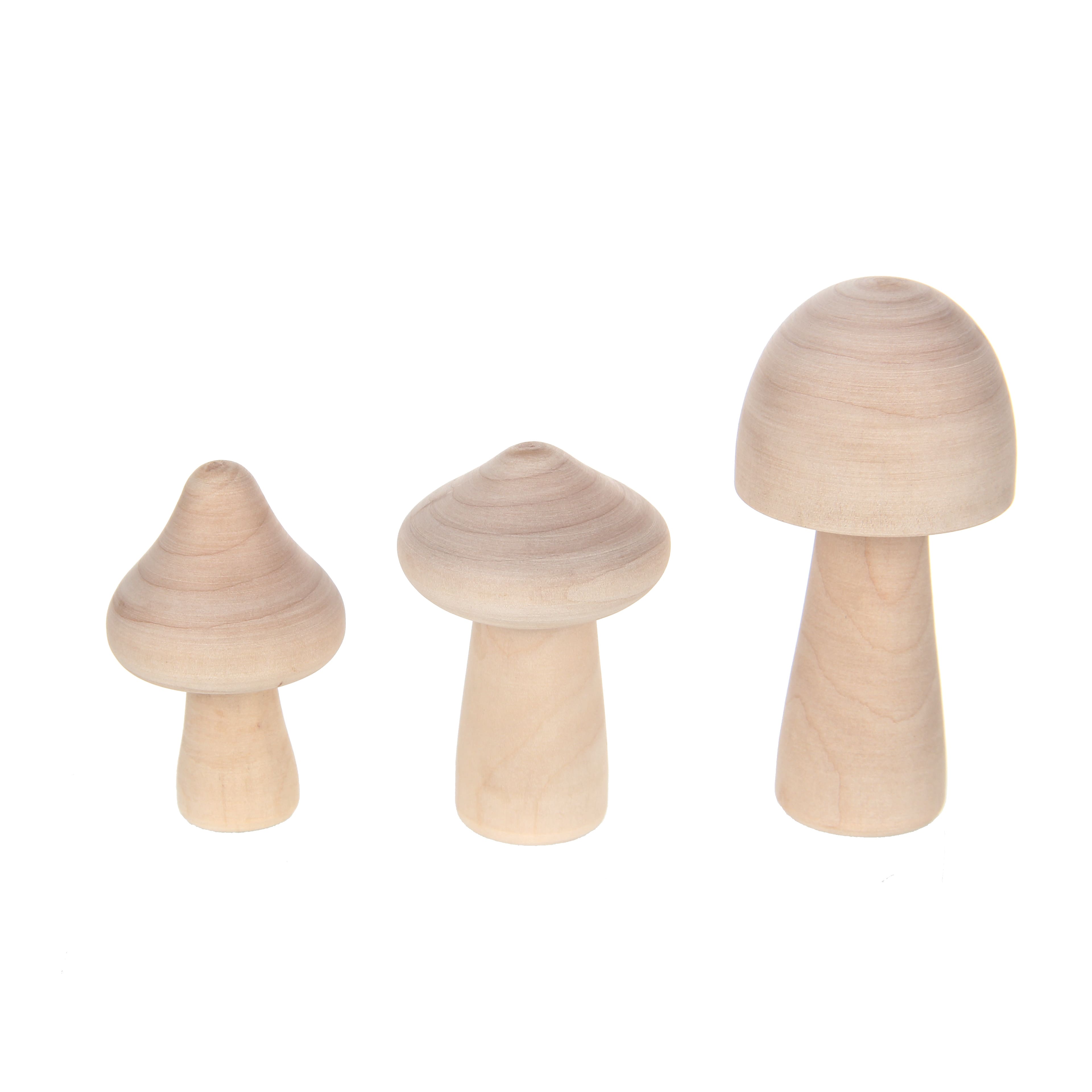 Wood Mushrooms, 3ct. by Make Market&#xAE;