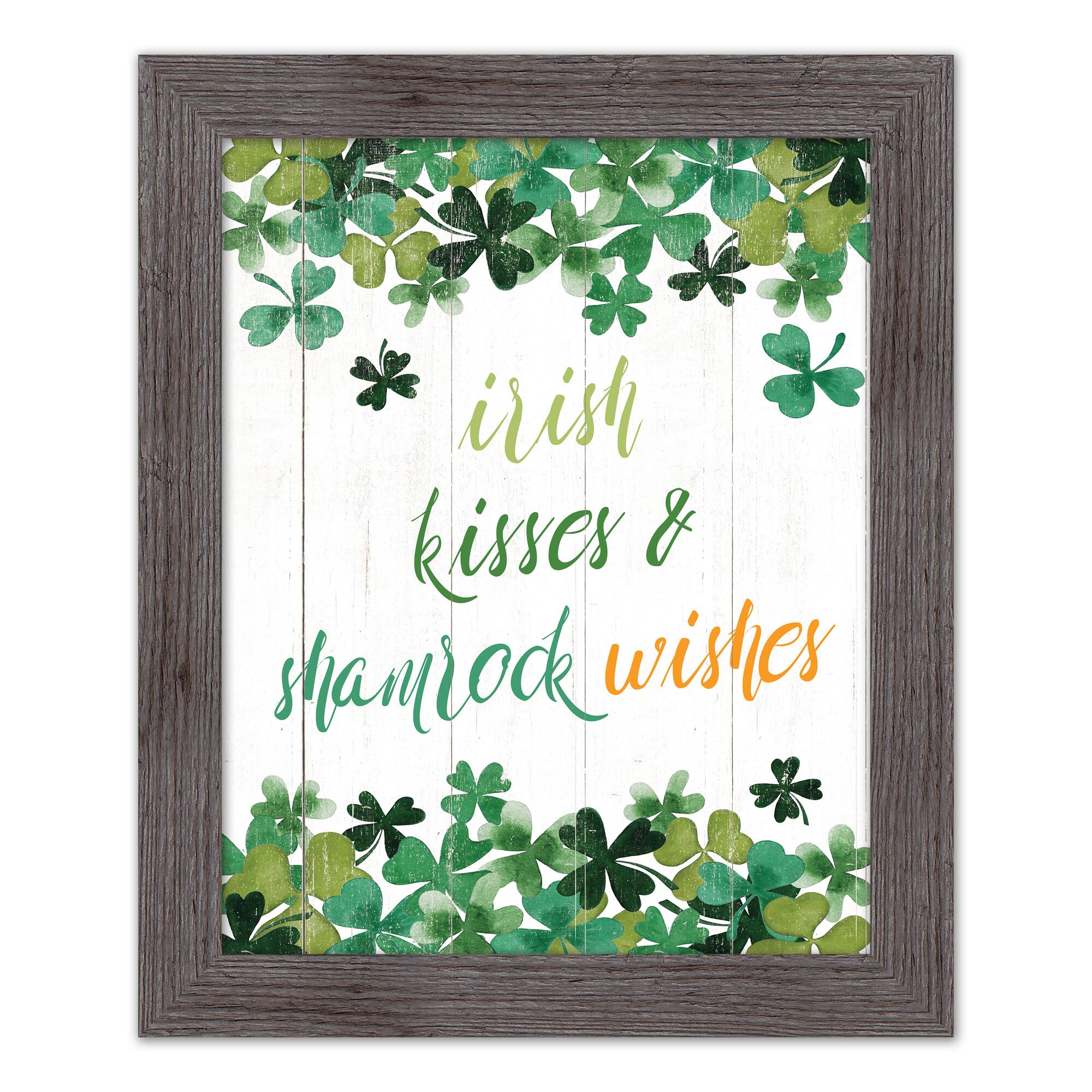 Irish Kisses Shamrock Wishes Framed Print 2 16" x 20" Western Gray Framed Print