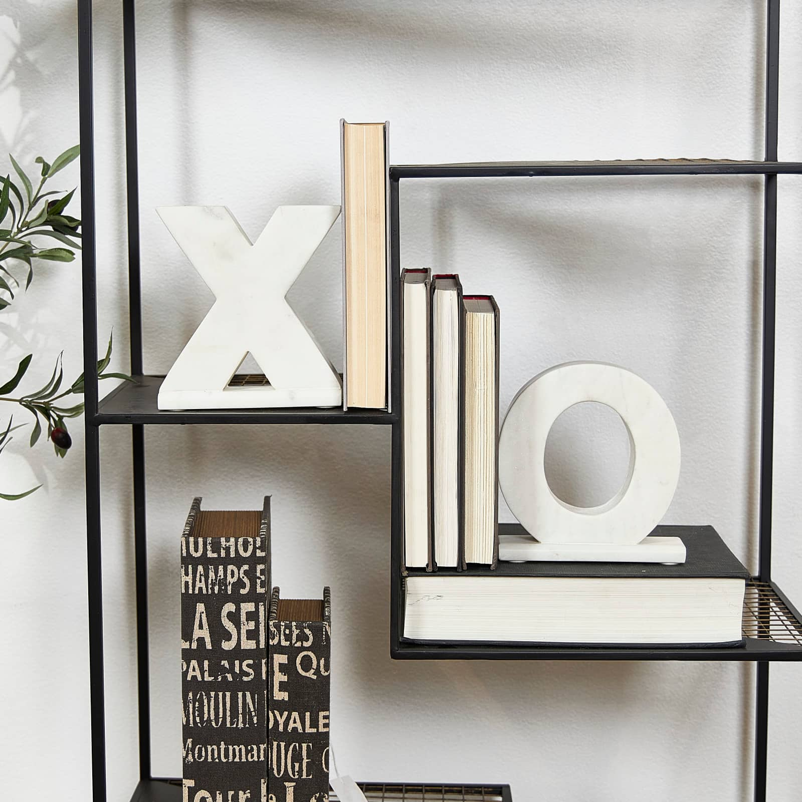 Marble X &#x26; O Bookends Set