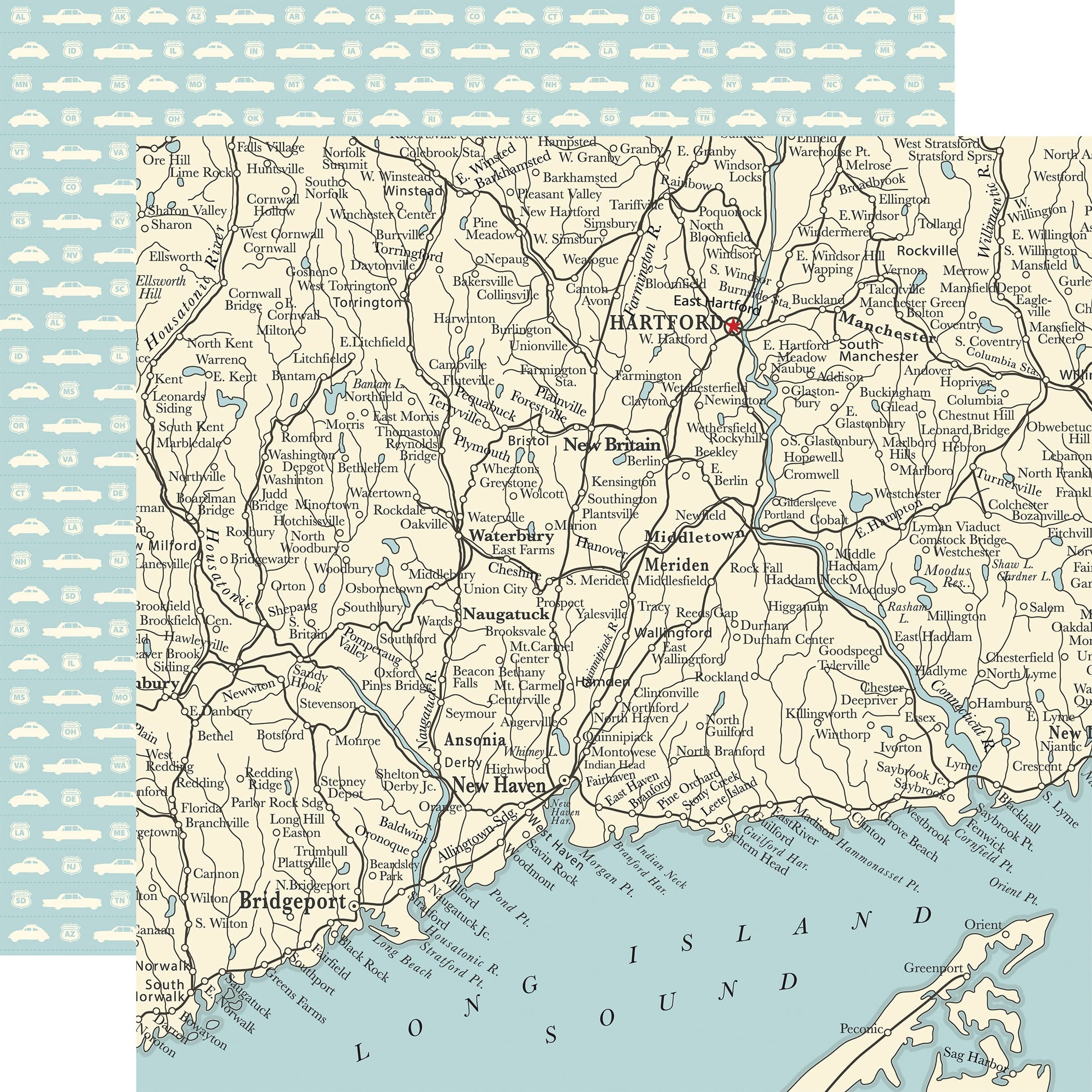 Road Trip Long Island Sound Double-Sided 12&#x22; x 12&#x22; Cardstock, 25 Sheets