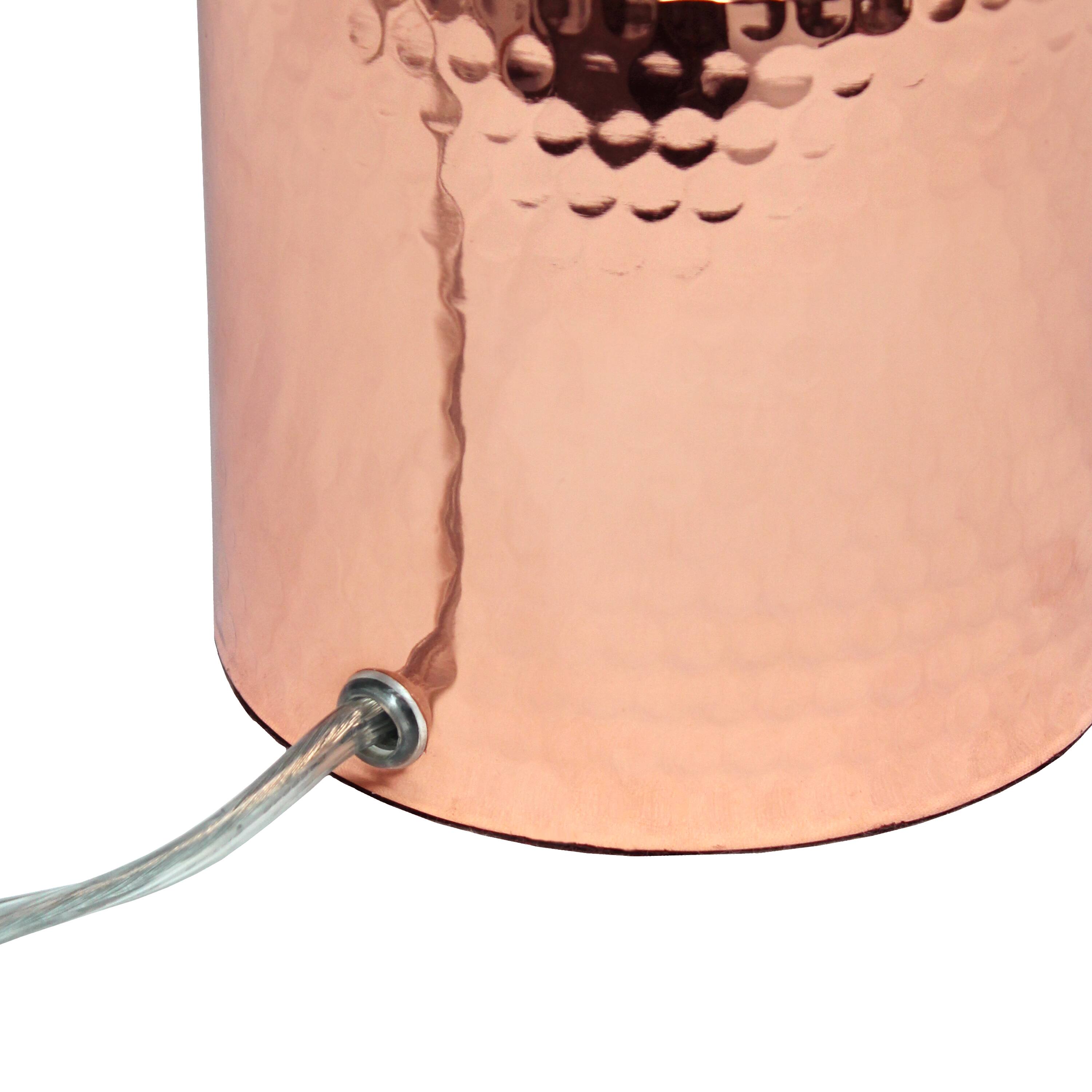 Simple Designs 18.5&#x22; Hammered Metal Container Base Table Lamp with USB Charging Port
