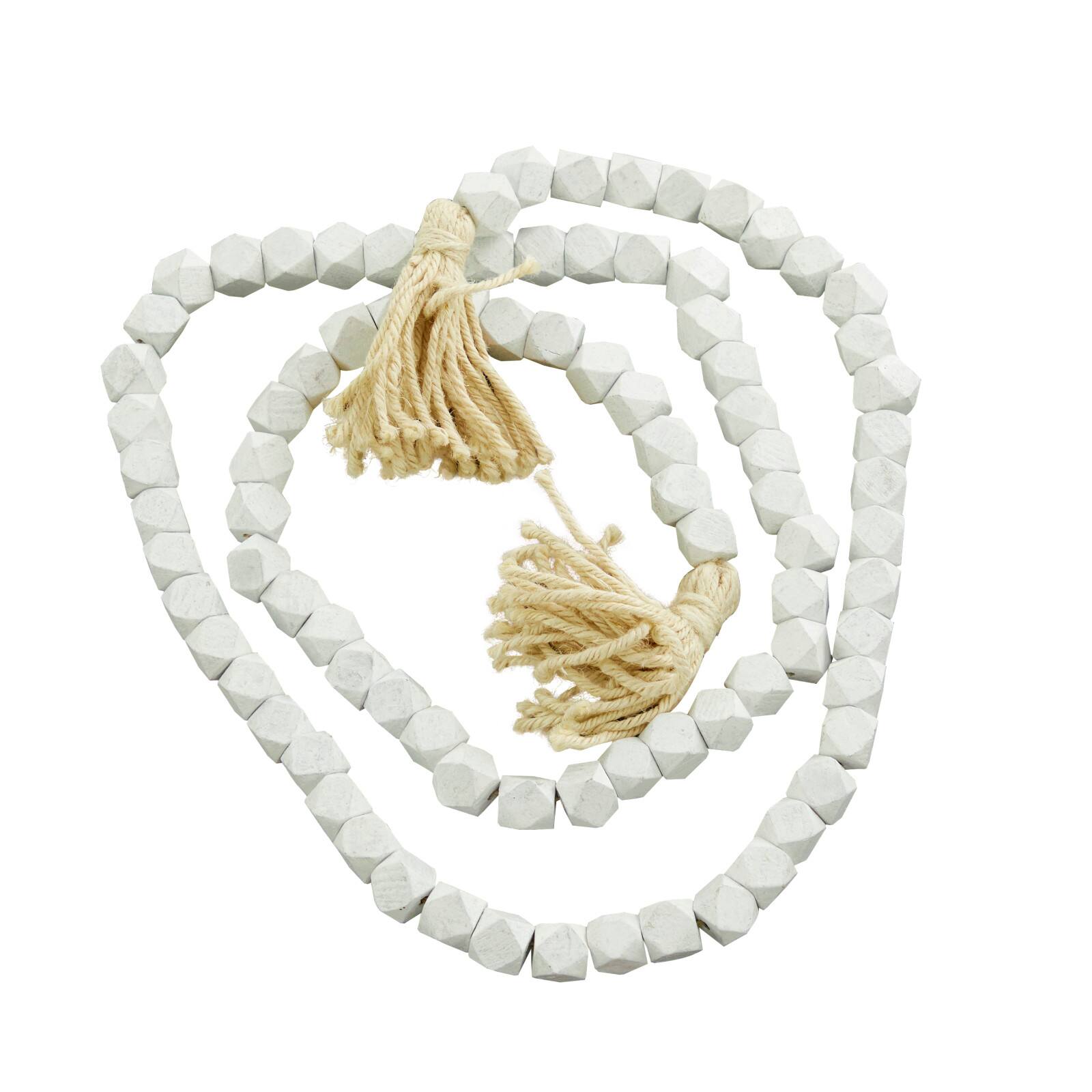 80" Bohemian Mango Wood Beads with Tassels Garland