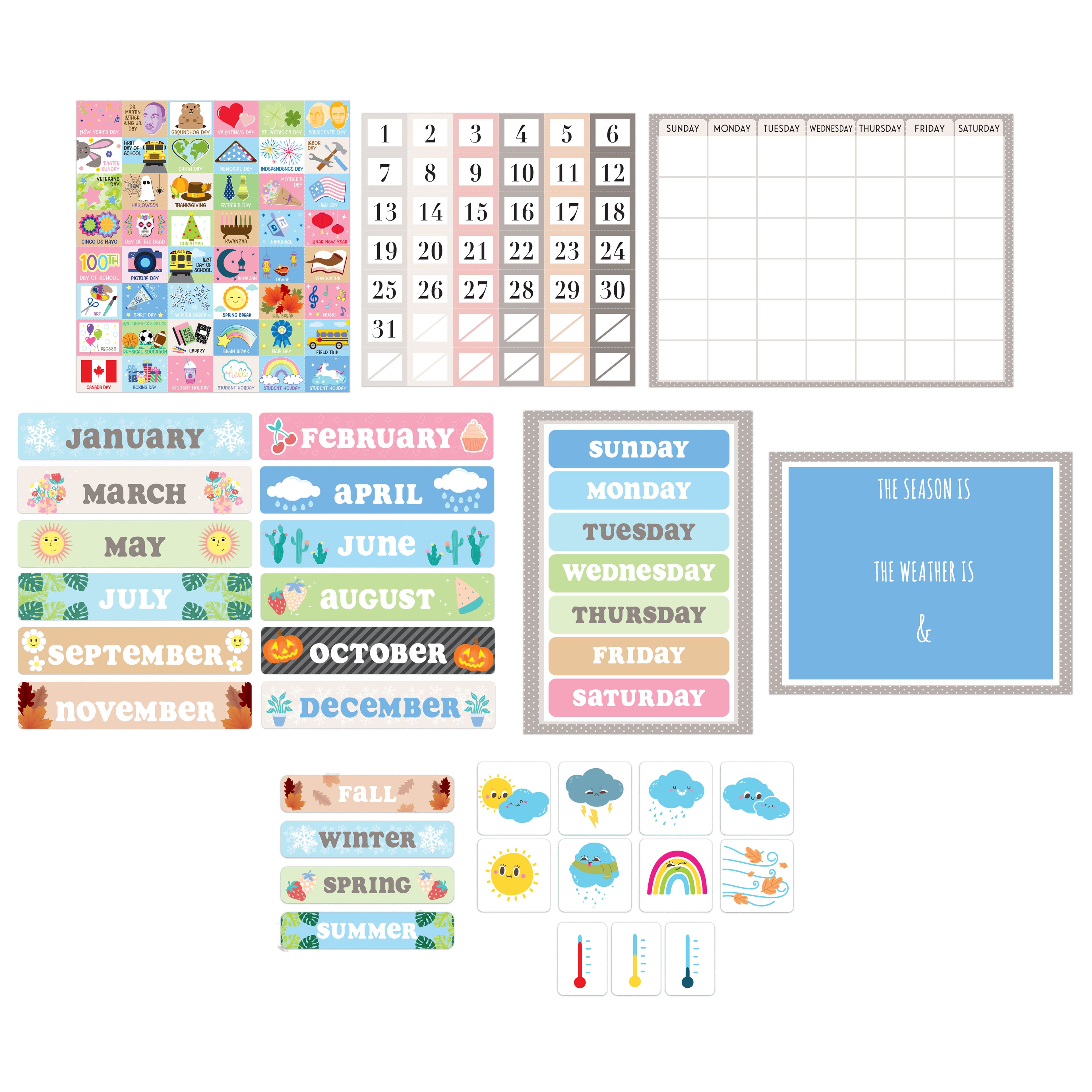 Class Rules! Pastel Bulletin Board Calendar Kit by B2C&#x2122;