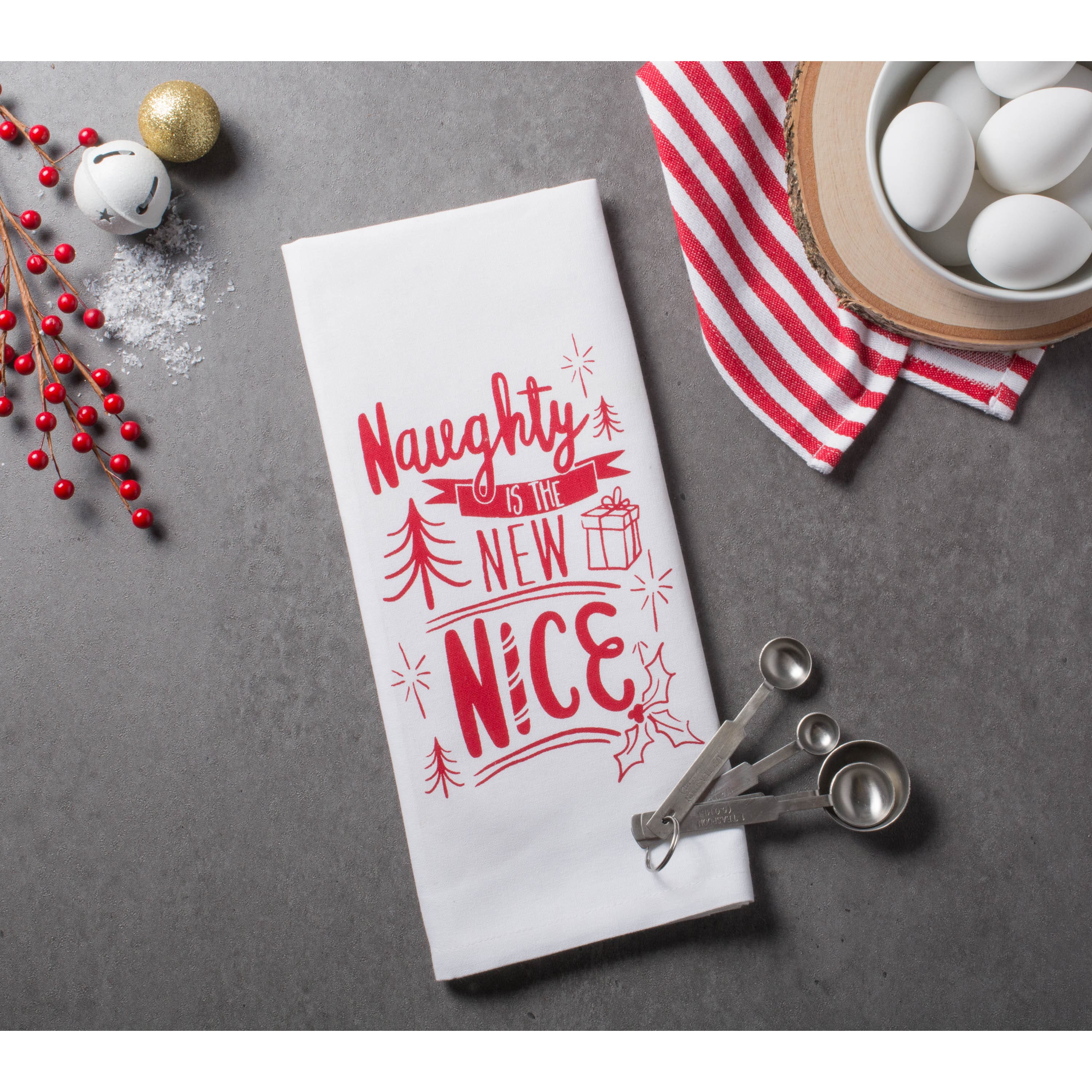 DII&#xAE; Assorted Naughty Nice Holiday Printed Dishtowel Set