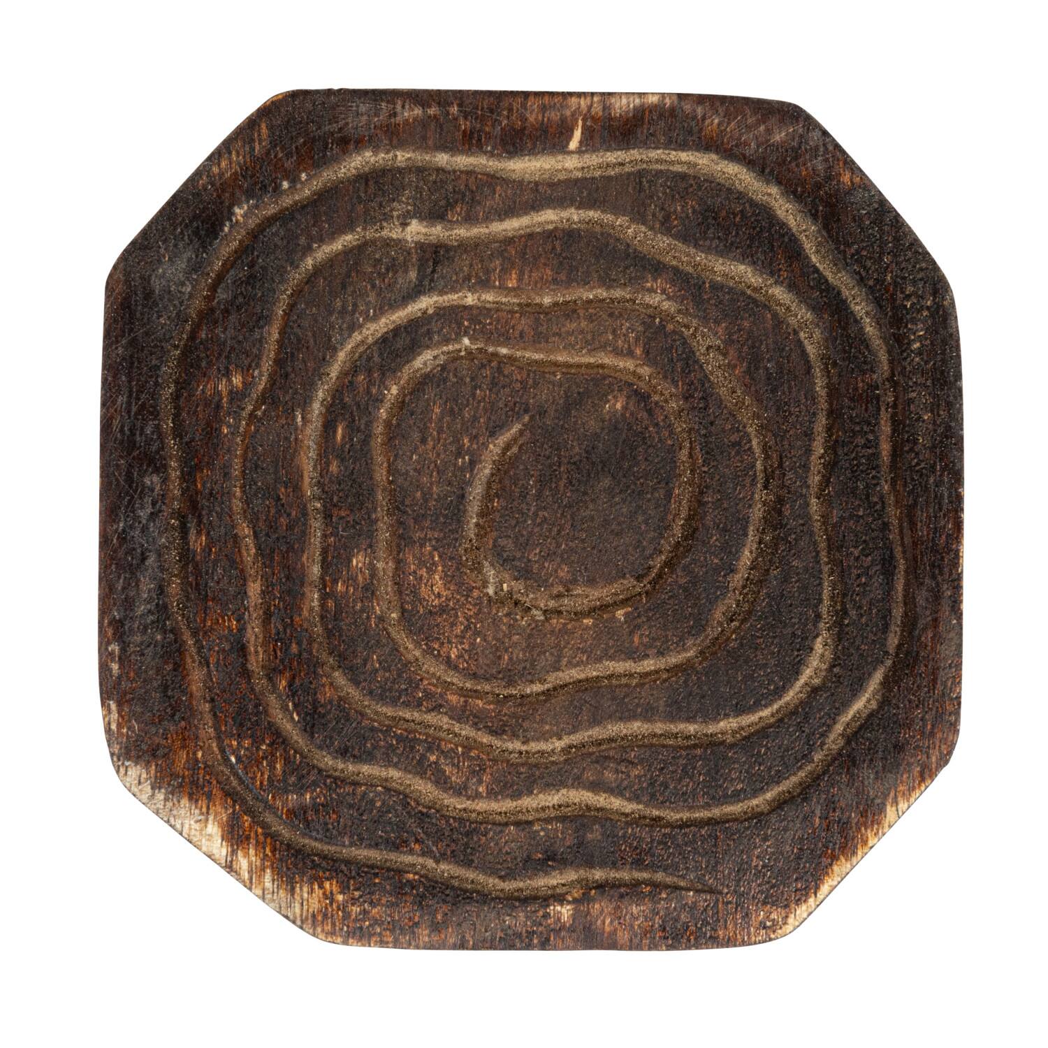 4&#x22; Round Hand-Carved Mango Wood Coasters with Distressed Finish, 4ct.