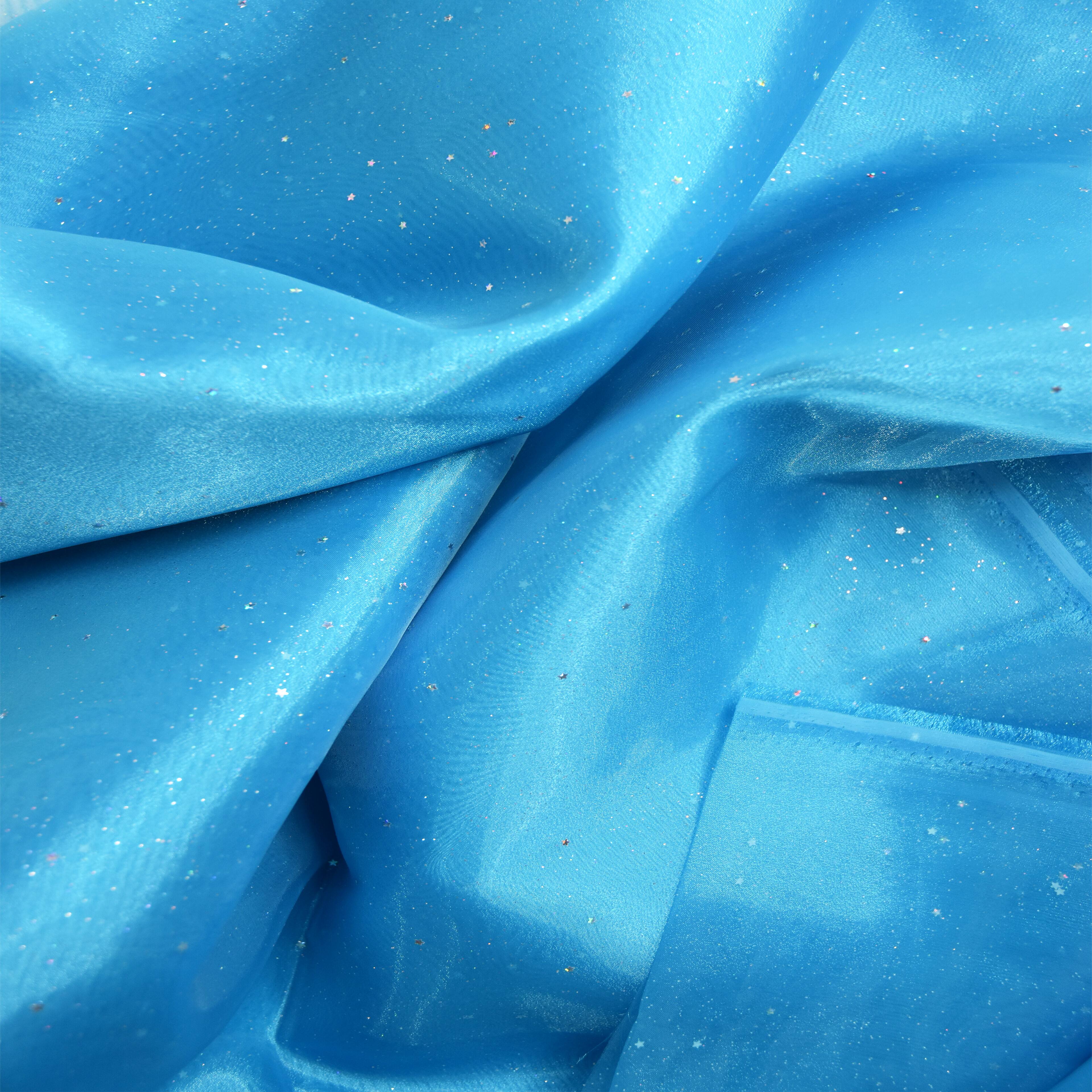 Feldman Light Blue Stars Organza Fabric