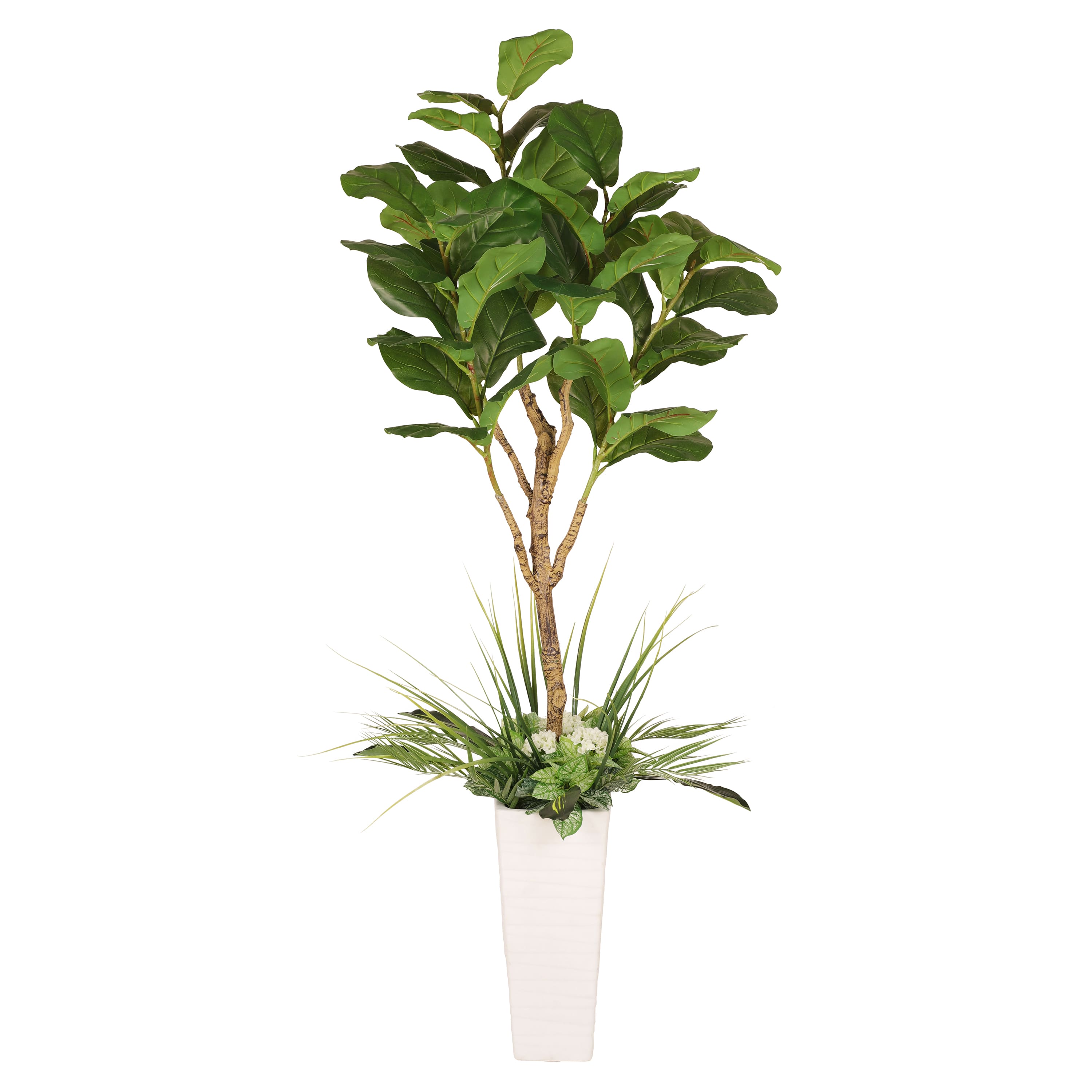 6ft. Artificial Fiddle Leaf Ficus Tree in White Decorative Pot