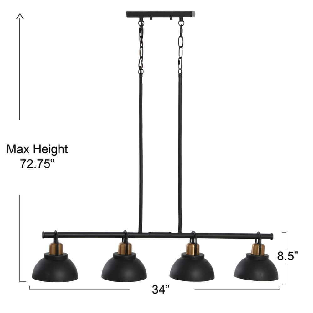 Robert Stevenson Lighting Walsh Metal 4-Light Linear Chandelier with Shades
