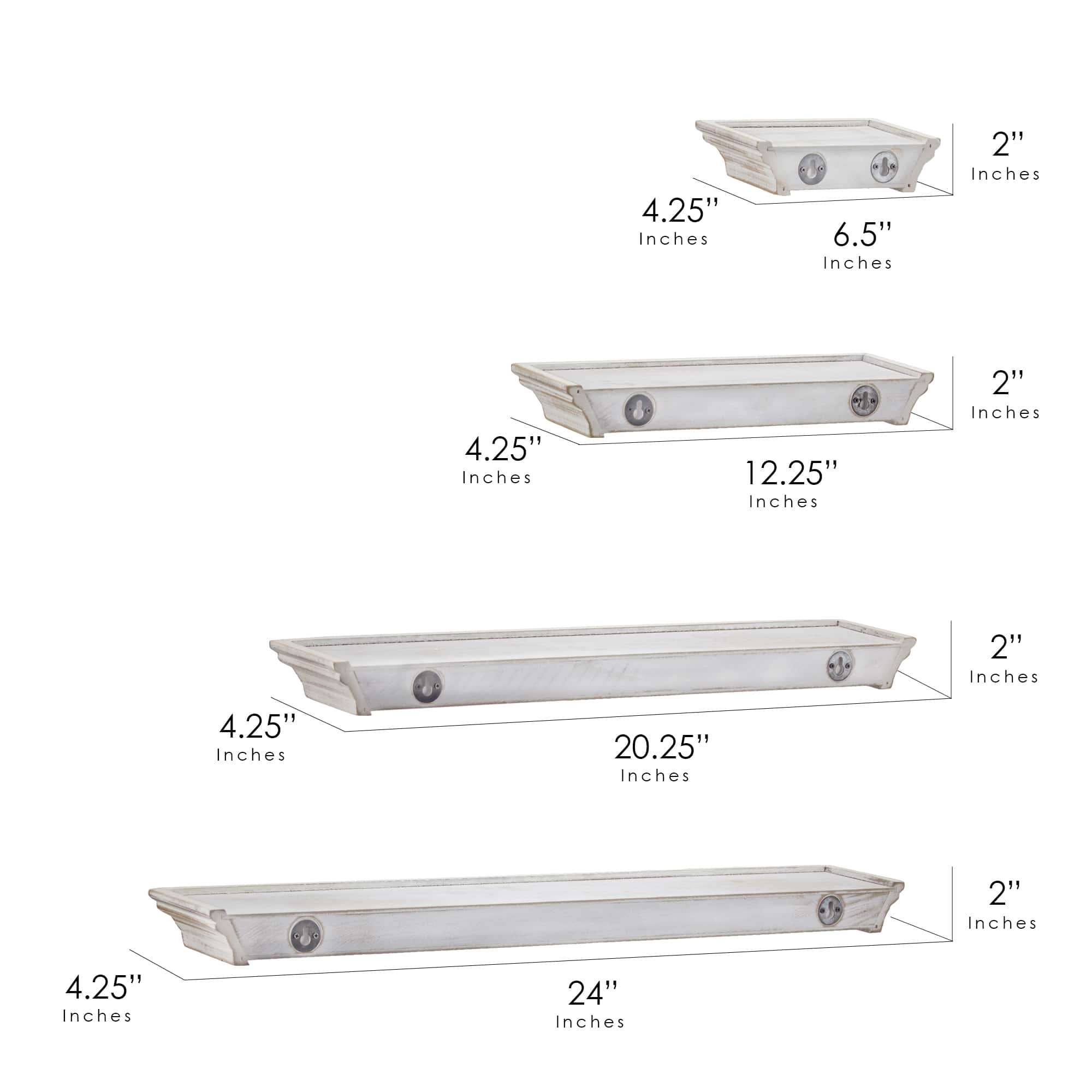 White Floating Shelves with Crown Molding