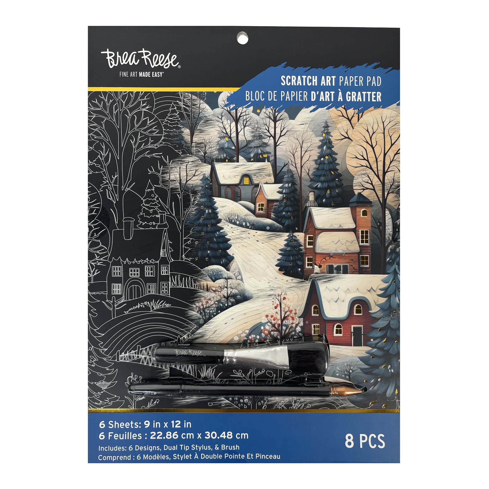 Brea Reese&#x2122; 9&#x22; x 12&#x22; Winter Village Scratch Art Paper Pad