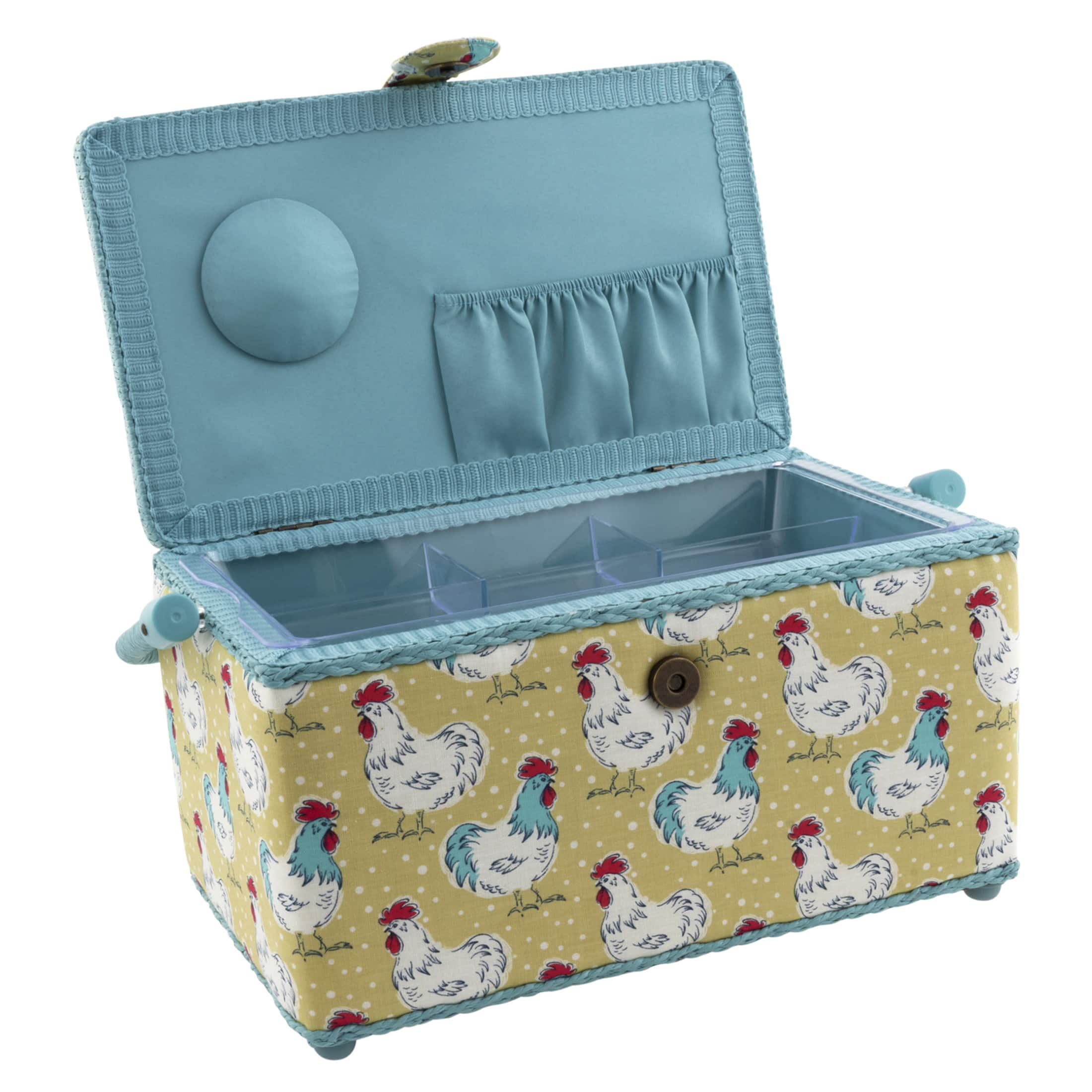 Dritz® Chickens Medium Sewing Basket with Removable Tray