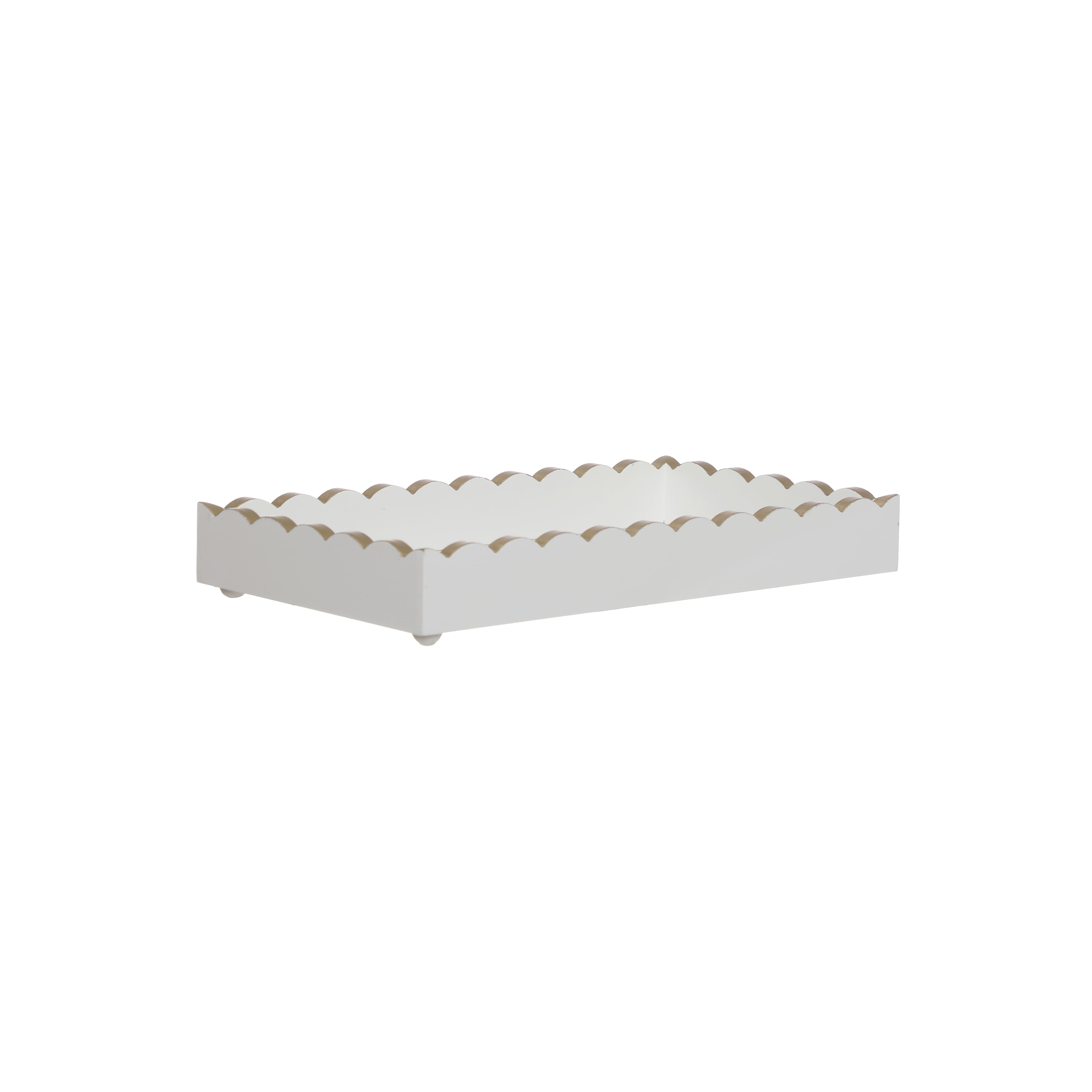 12.5&#x22; White &#x26; Gold Trim Decorative Tabletop Tray by Ashland&#xAE;