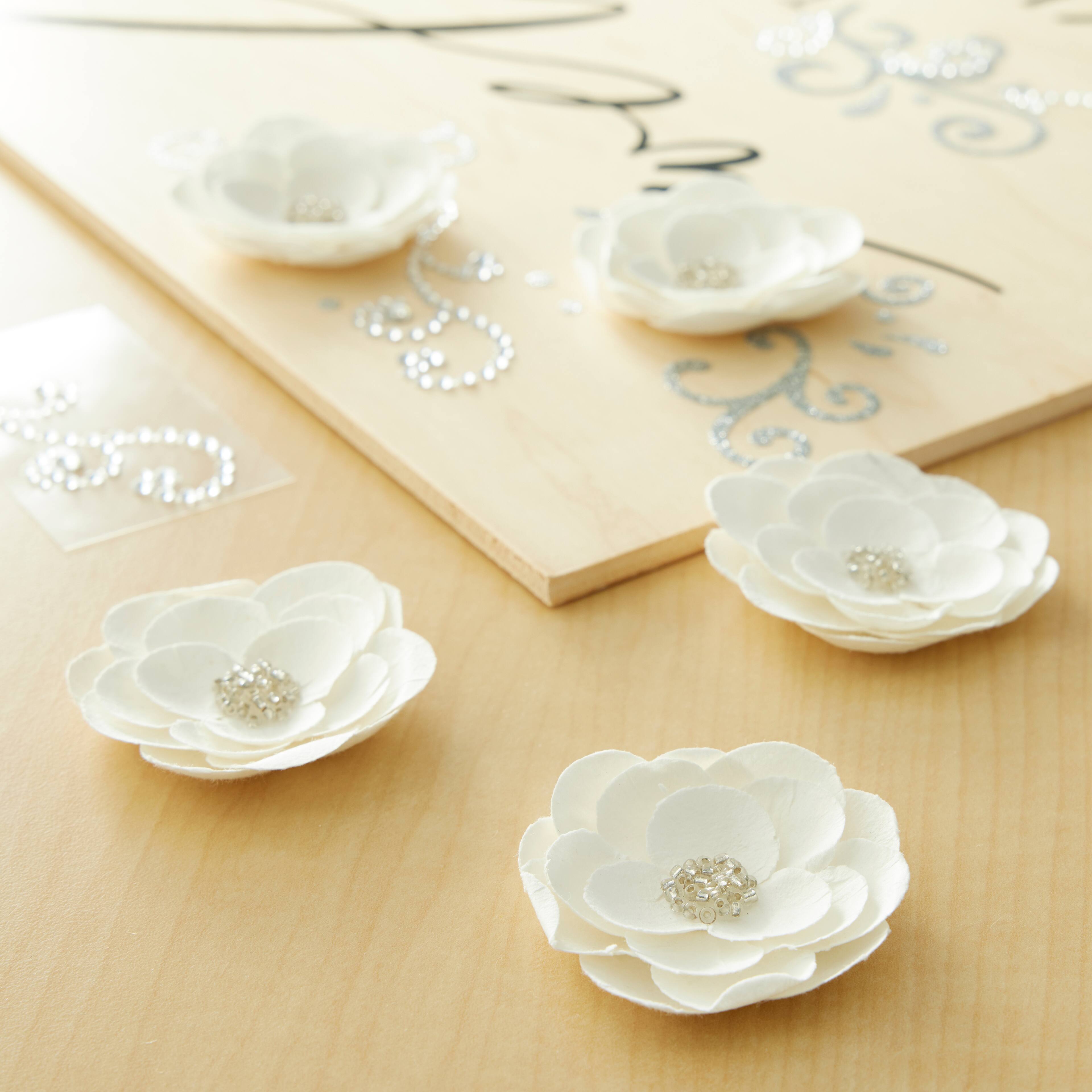 12 Packs: 6 ct. (72 total) Signature&#x2122; White Mulberry Flower Embellishments by Recollections&#x2122;