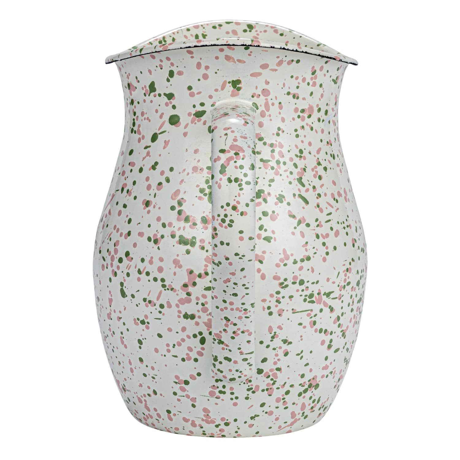 6.5&#x22; Mint &#x26; Pink Splatterware Enameled Metal Pitcher