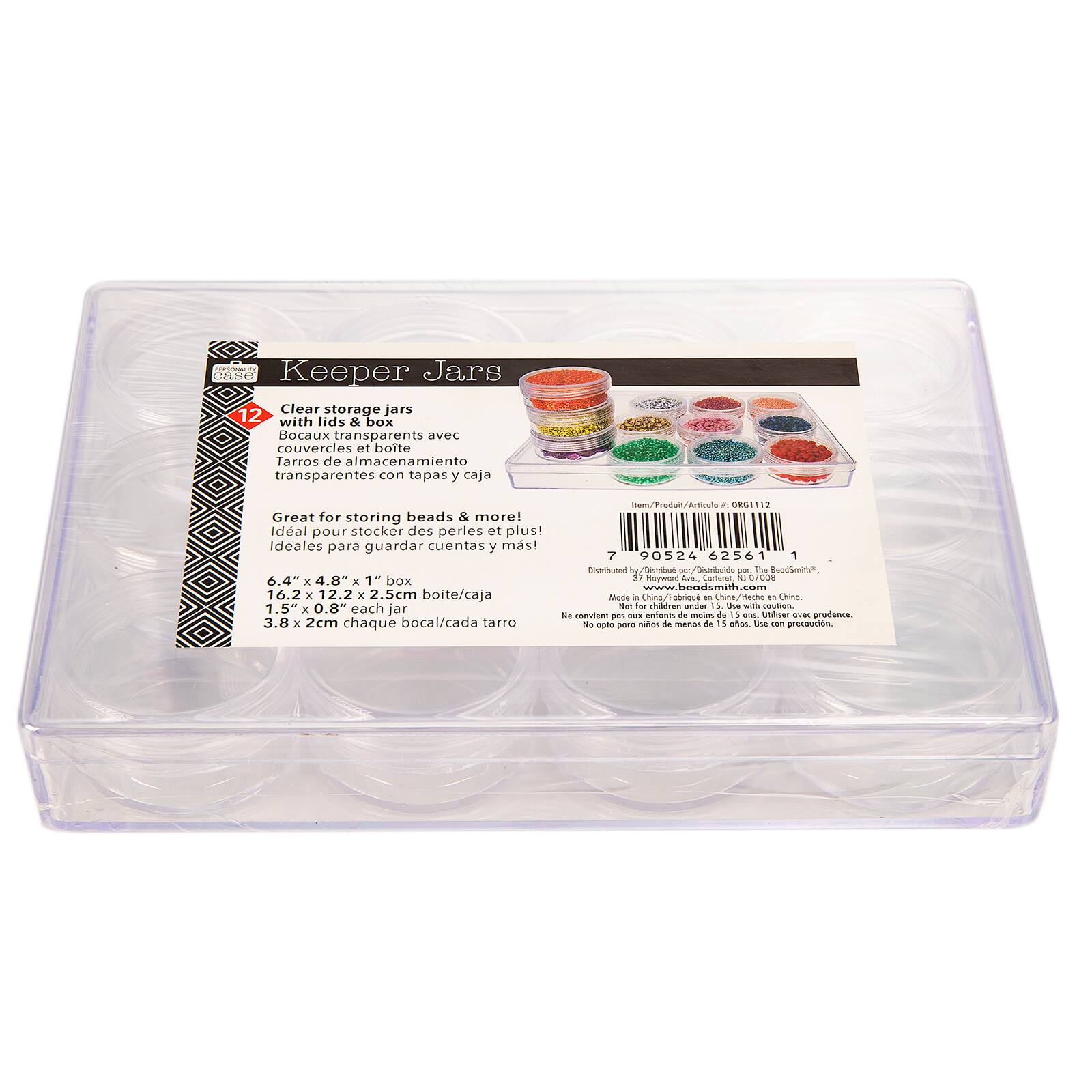 The Beadsmith® 6.5'' x 5'' x 1'' Clear Storage Box with Jars