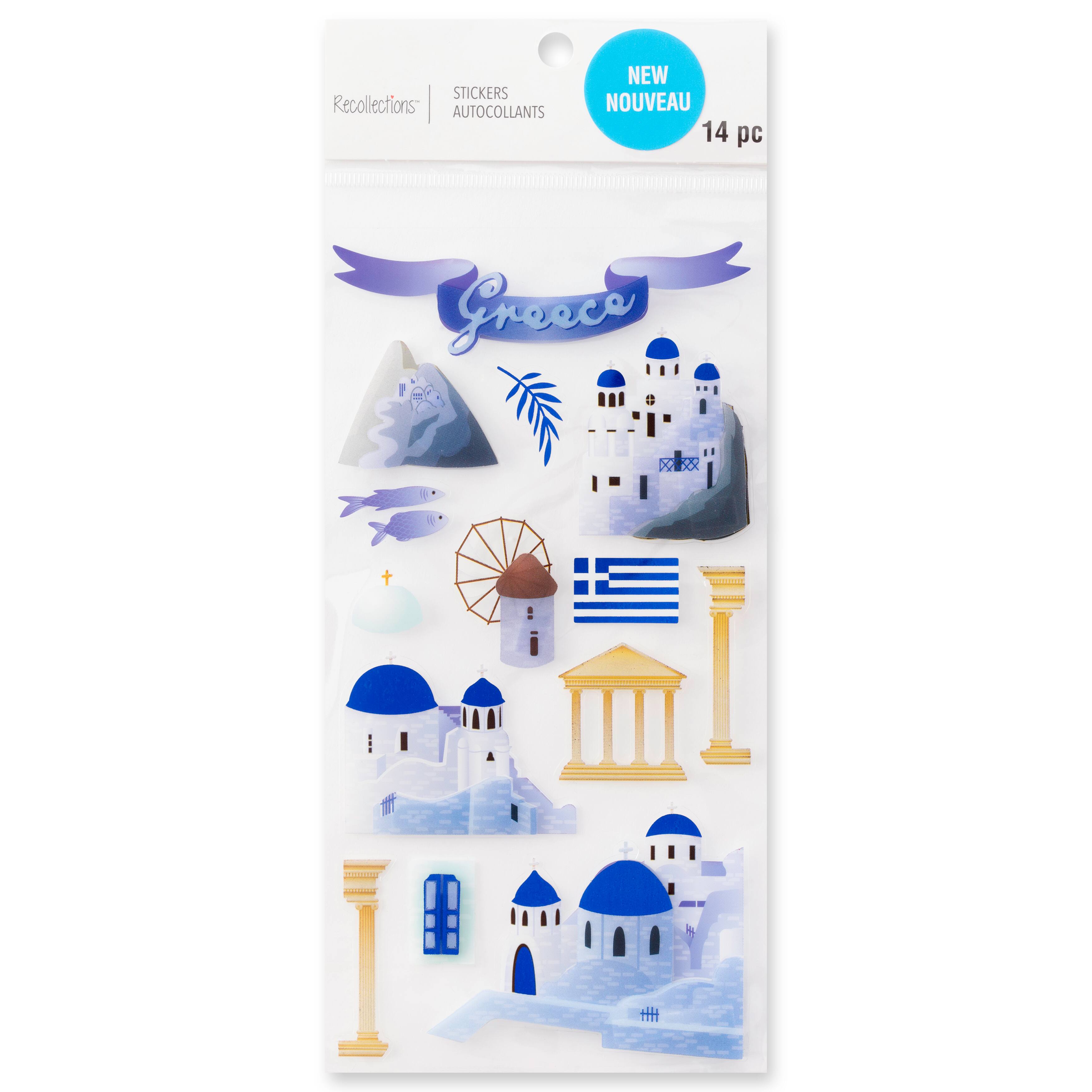 12 Pack: Greece Dimensional Stickers by Recollections™