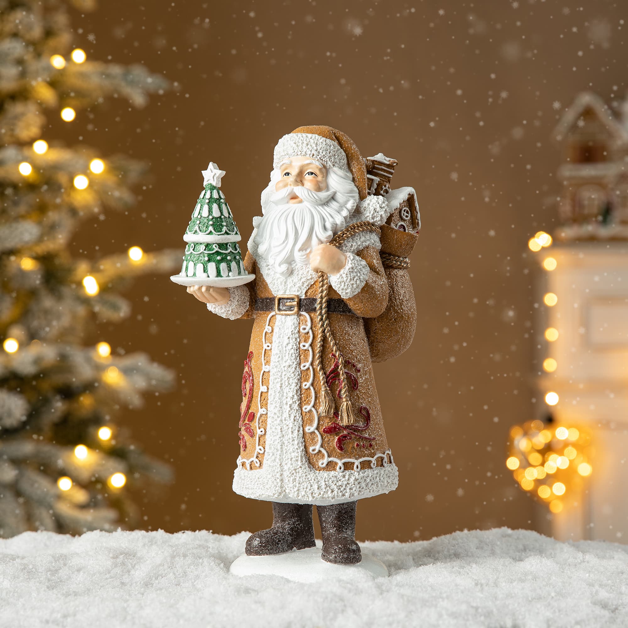 Glitzhome® 11.5" Gingerbread Santa Table Décor