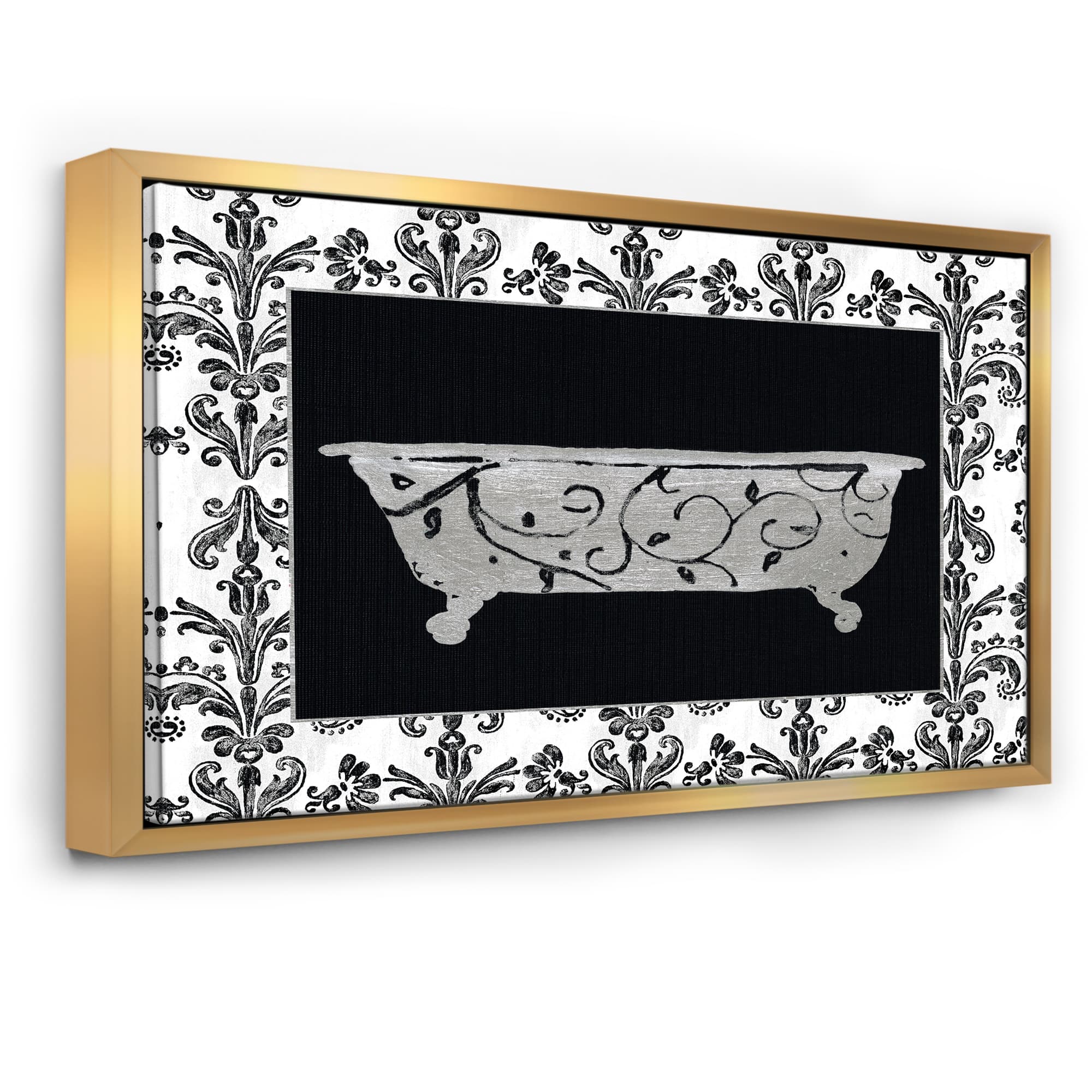 Designart - Paris Hotel Bathroom I - Traditional Bathroom Canvas in Gold Frame