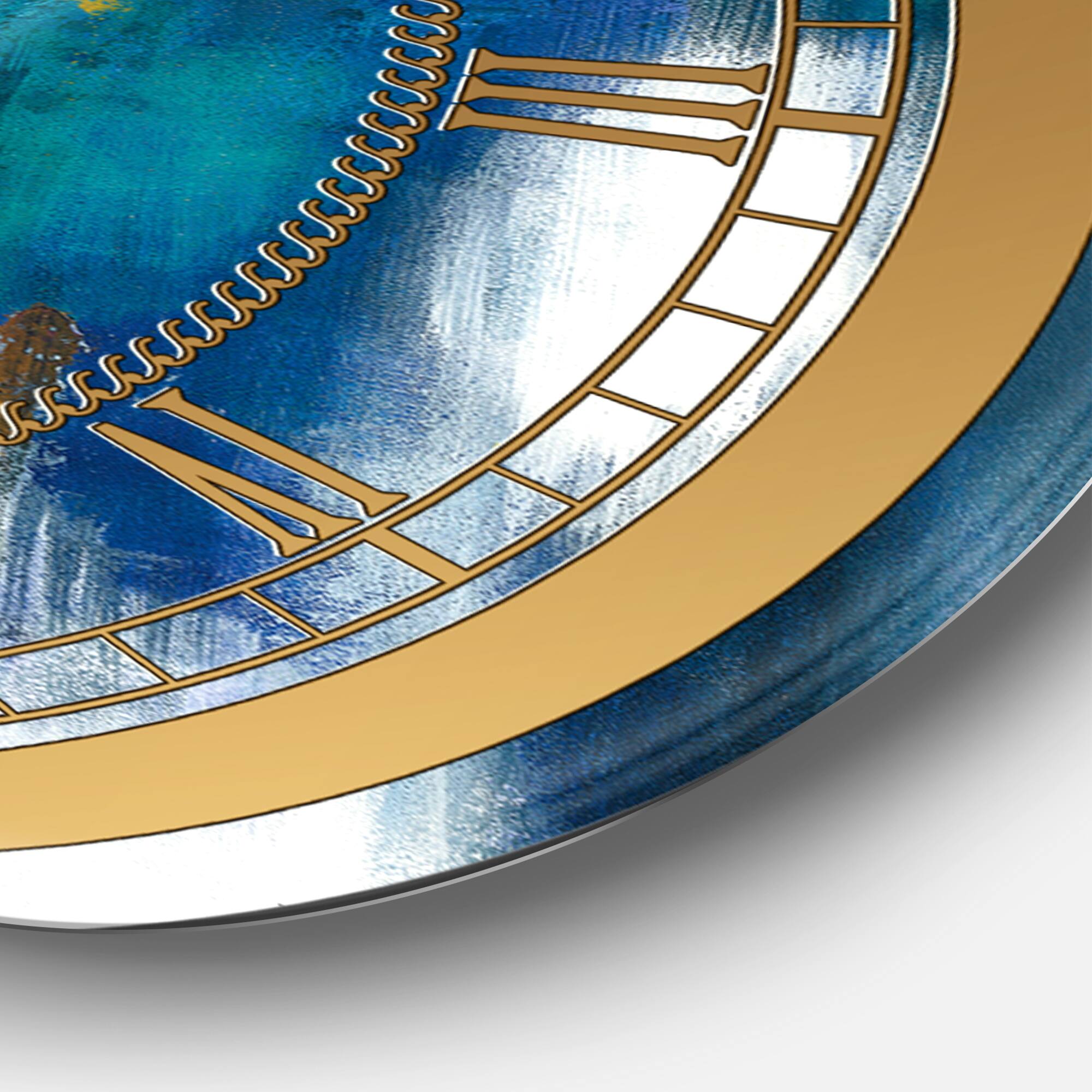 Designart 'Blue Glam Texture Ii Glam Wall Clock