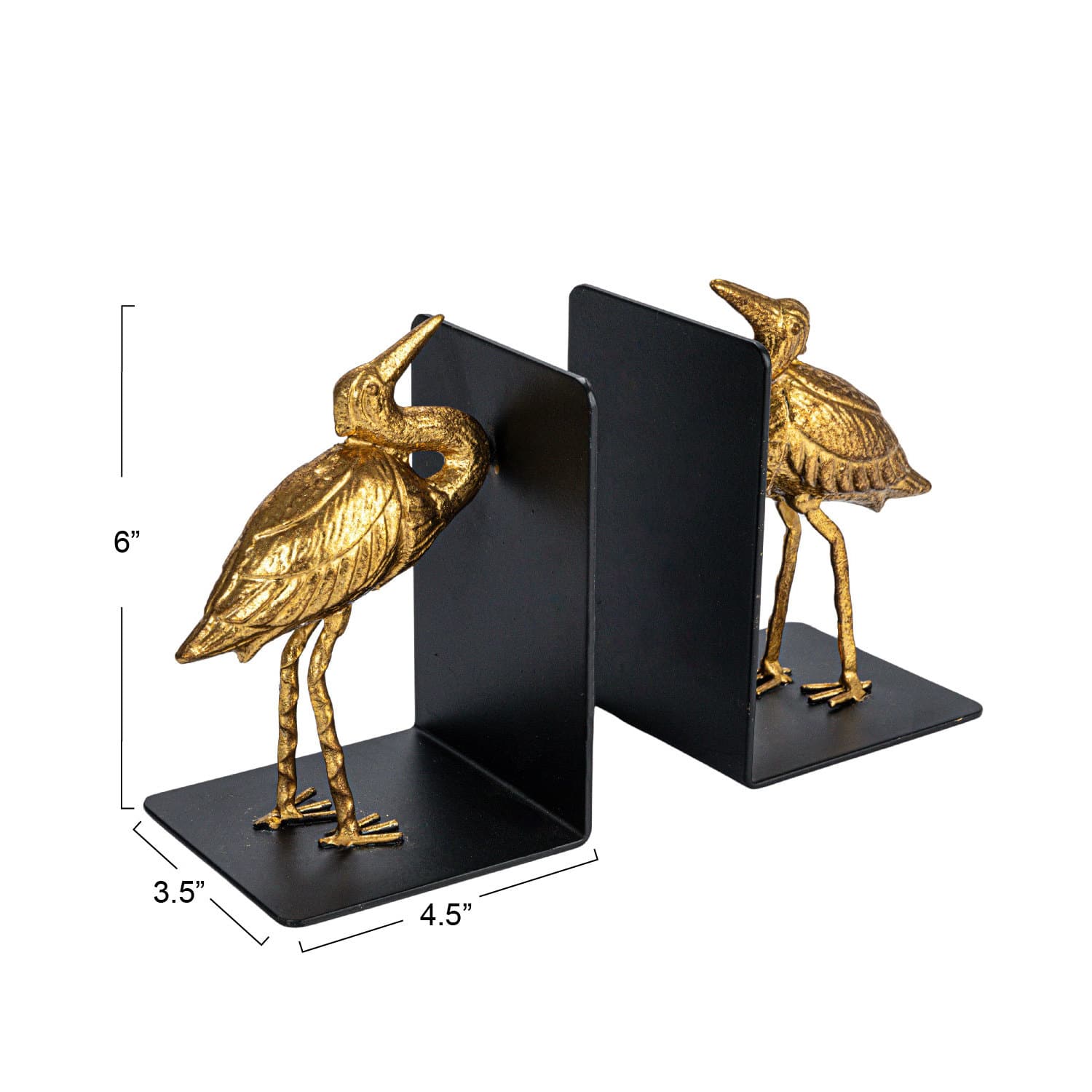 6&#x22; Gold Decorative Cast Iron Bird Bookends Set