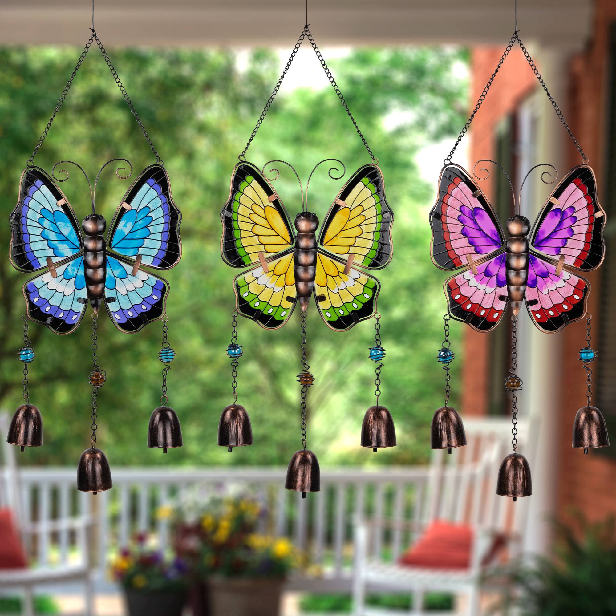 21" Metal Butterfly Outdoor Garden Suncatcher Windchimes, 3ct.