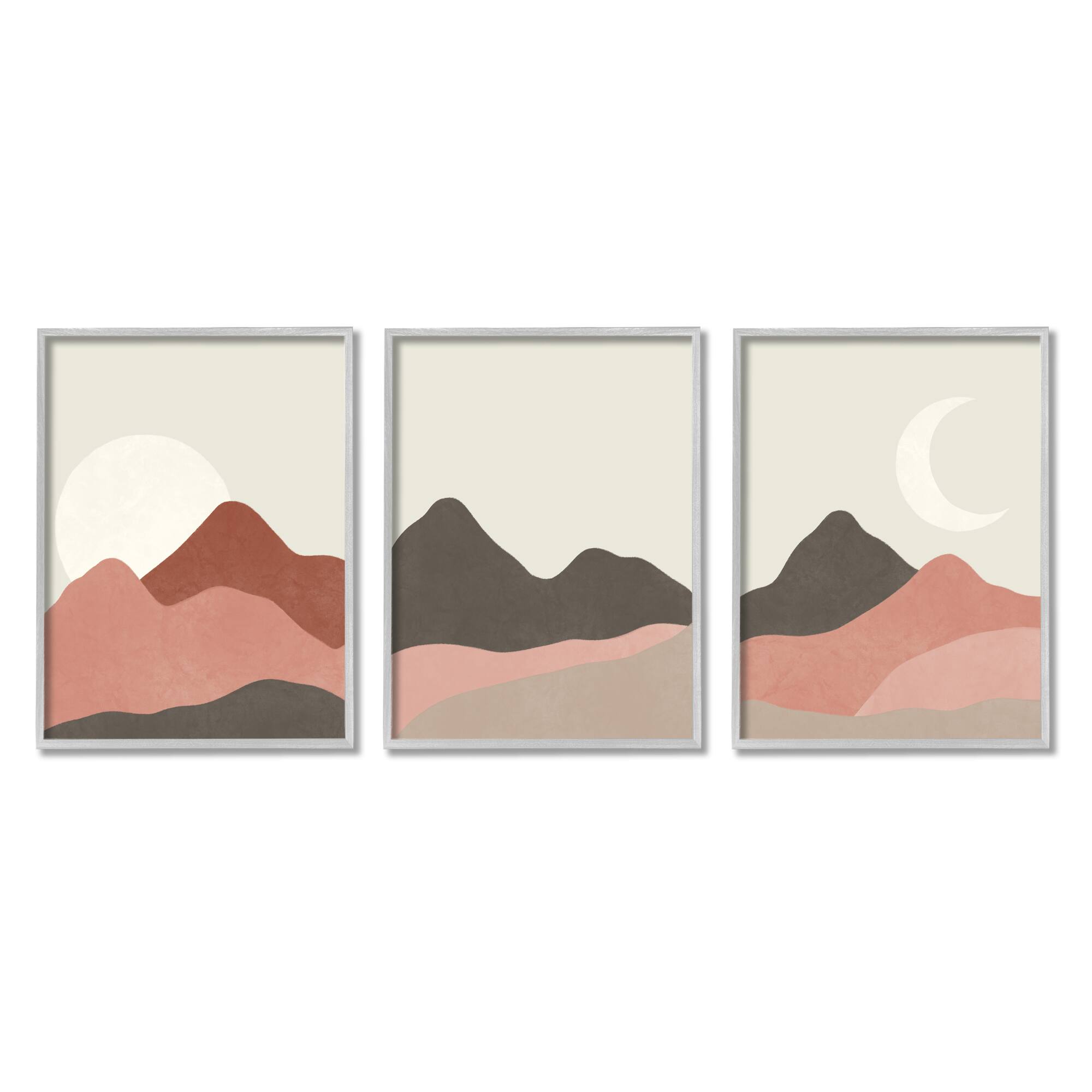 Stupell Industries Sun and Crescent Moon Desert Canyon Mountain Landscape Framed Wall Art