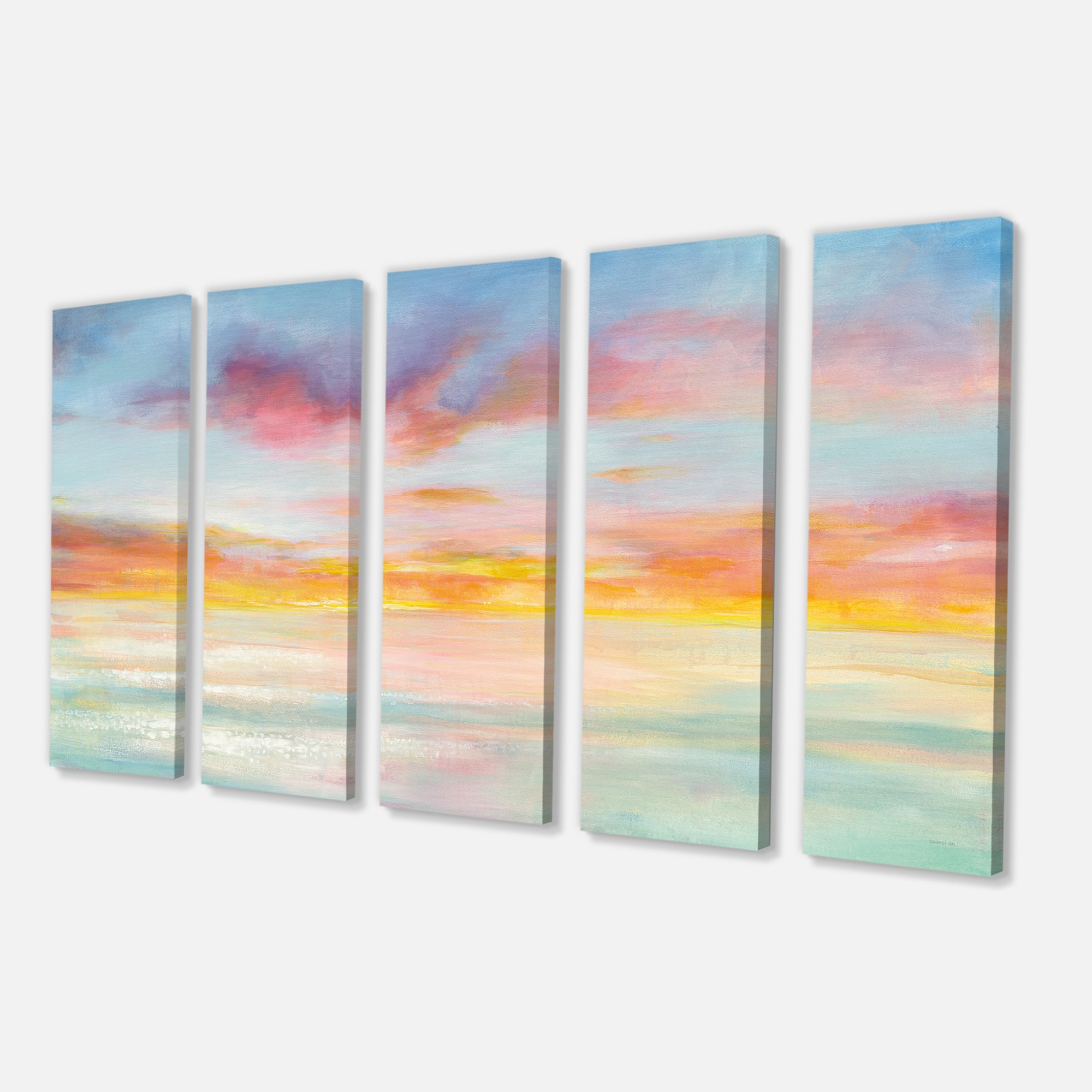 Designart - Pastel Pink And Blue Clouds - Traditional Premium Canvas Wall Art