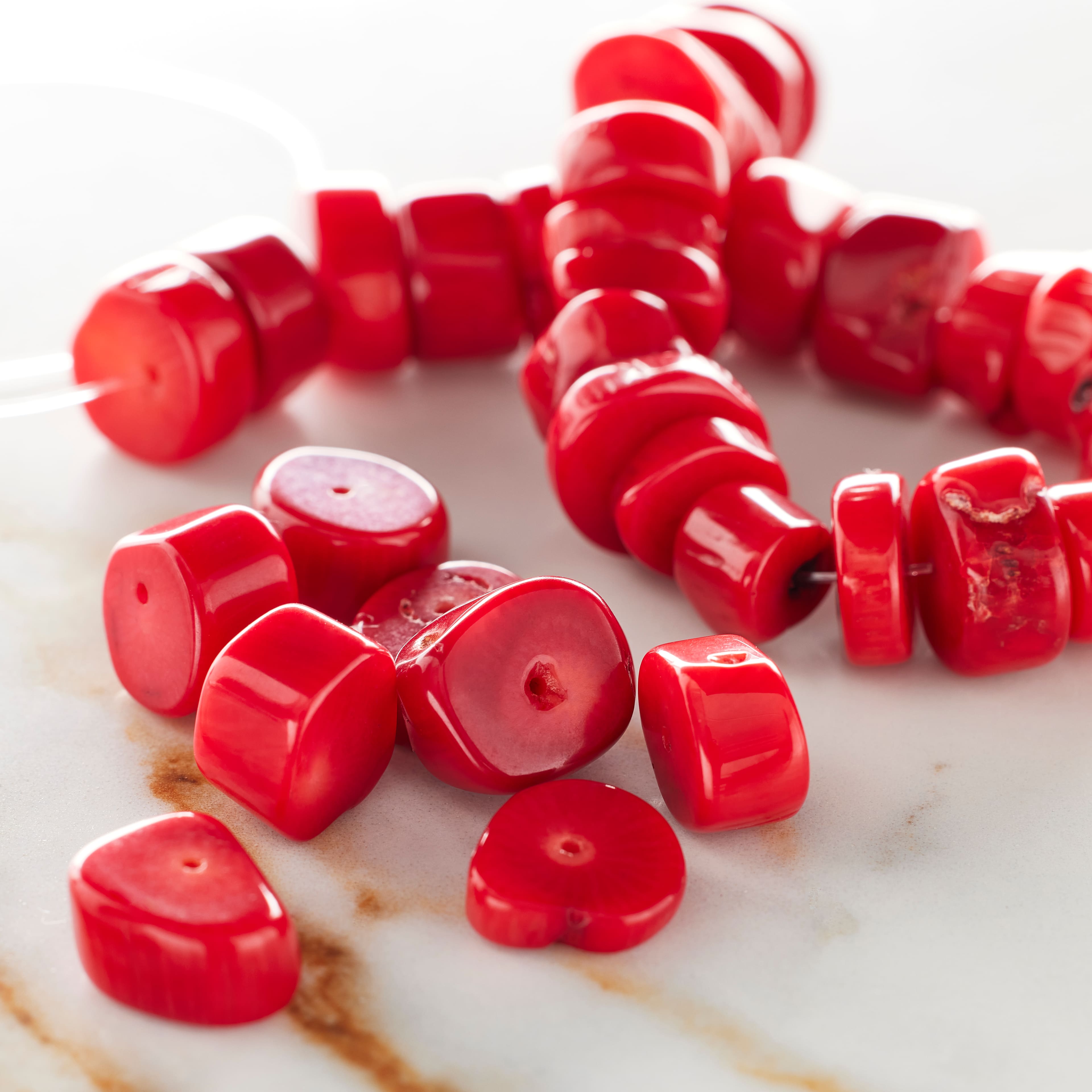 Red Dyed Bamboo Coral Tube Beads, 10mm by Bead Landing™