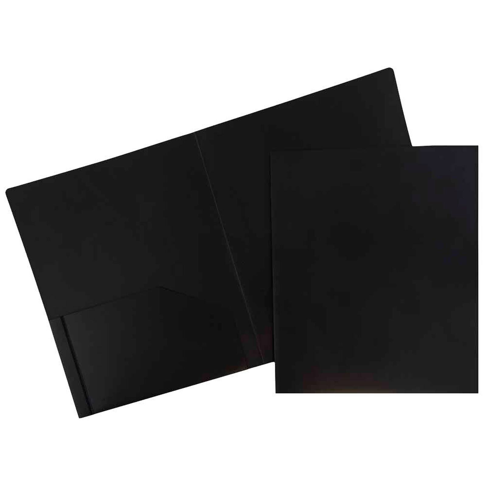 JAM Paper 9.5" x 11.5" Black Heavy Duty Plastic 2-Pocket Presentation Folders, 6ct.