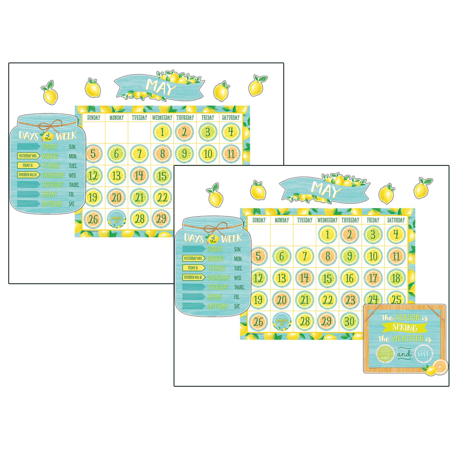 Teacher Created Resources Lemon Zest Calendar Bulletin Board Set, 2ct.