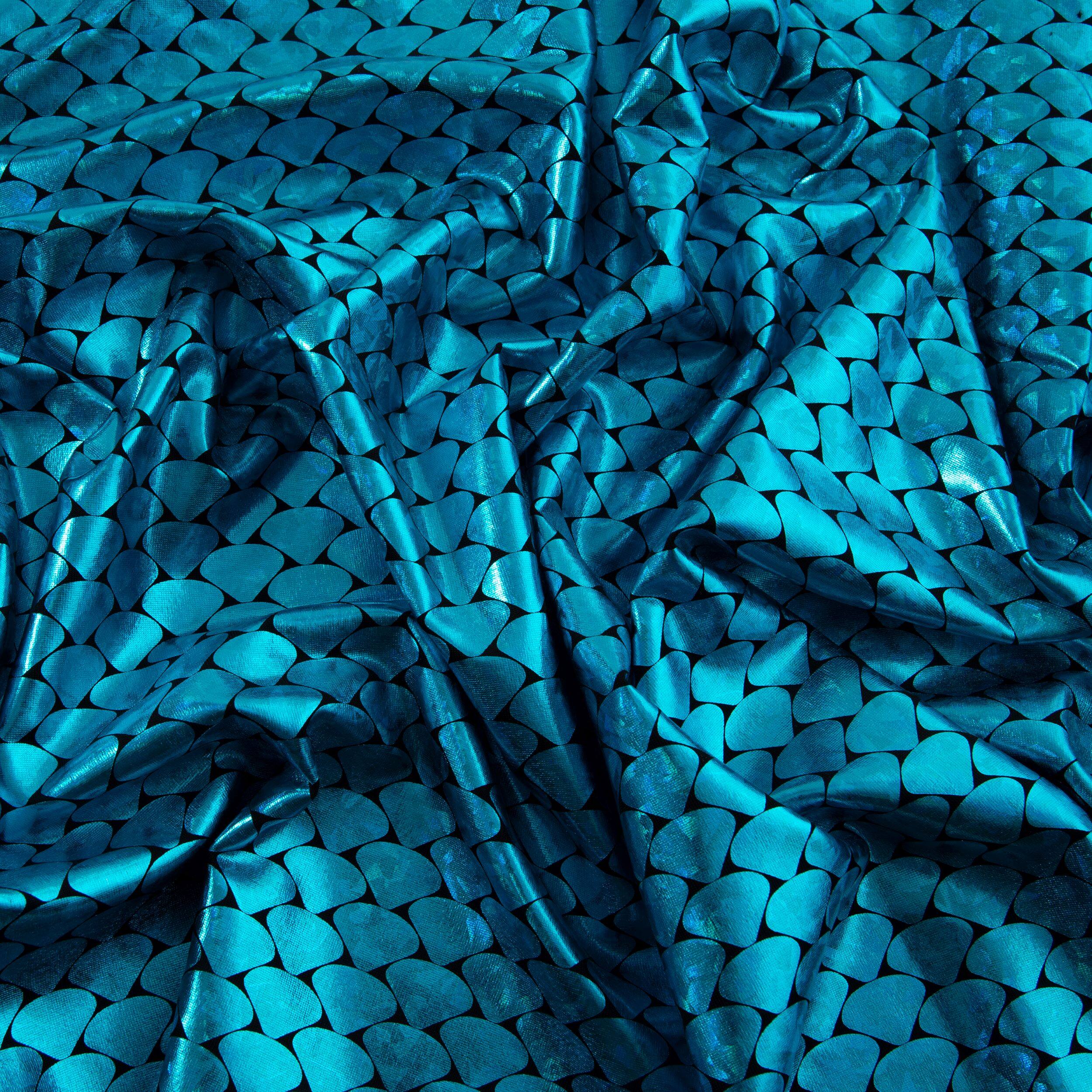 Cosplay by Yaya Han Metallic Turquoise Holographic Mermaid Scales All Way Stretch Jersey Fabric
