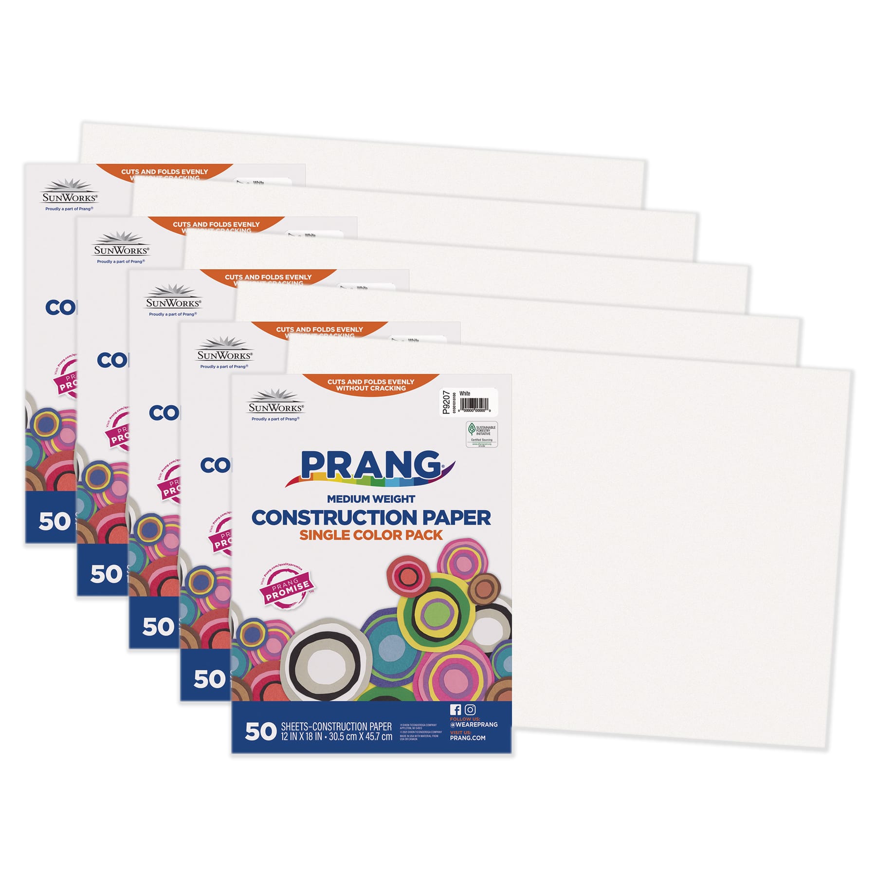 Prang&#xAE; 12&#x22; x 18&#x22; Construction Paper, 5 Packs of 50 Sheets