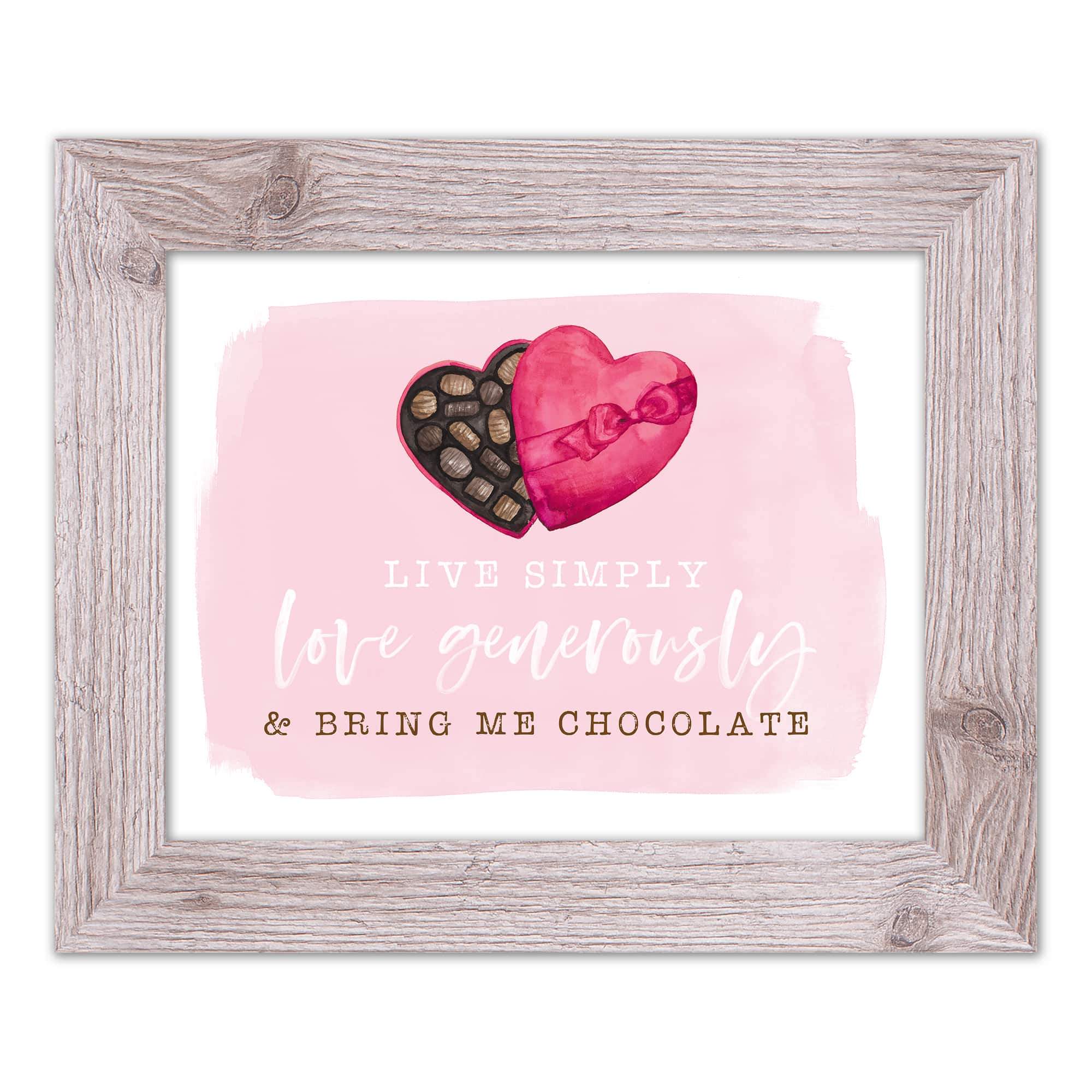 Live Simple Love Chocolate Western White Framed Print
