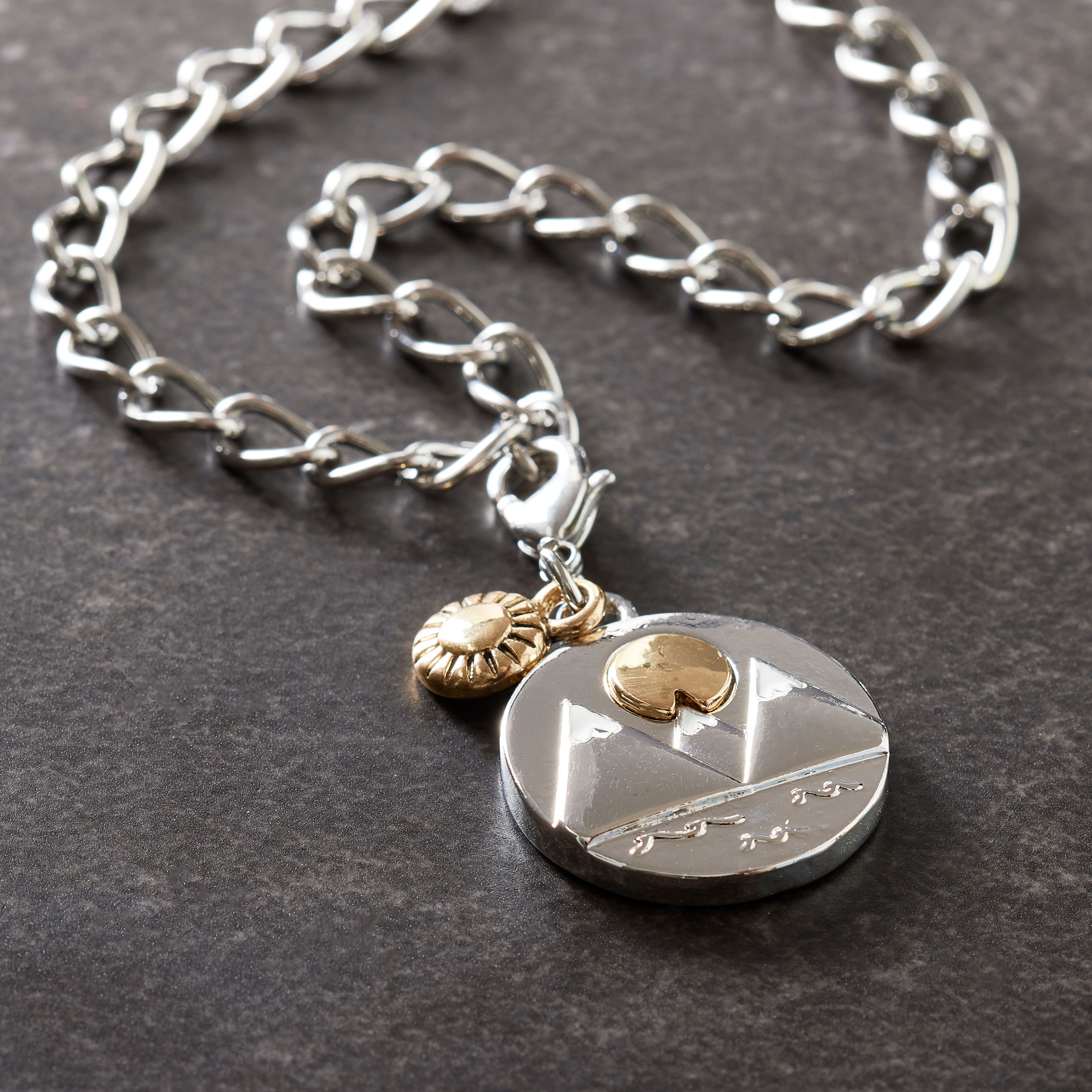 12 Pack: Rhodium & Gold Mountain Charm by Bead Landing™