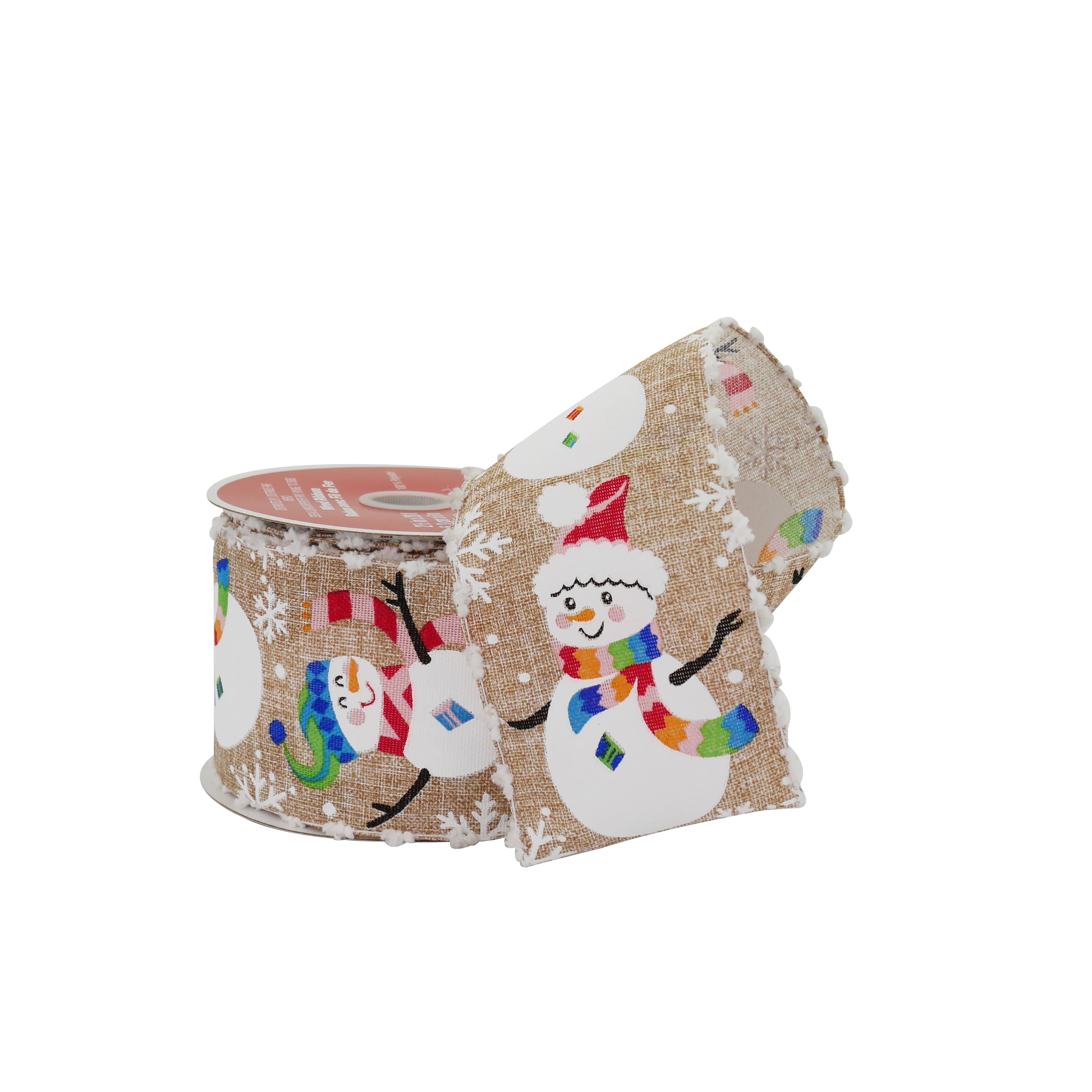 2.5&#x22; x 20ft. Snowman Wired Faux Linen Ribbon by Celebrate It&#xAE;